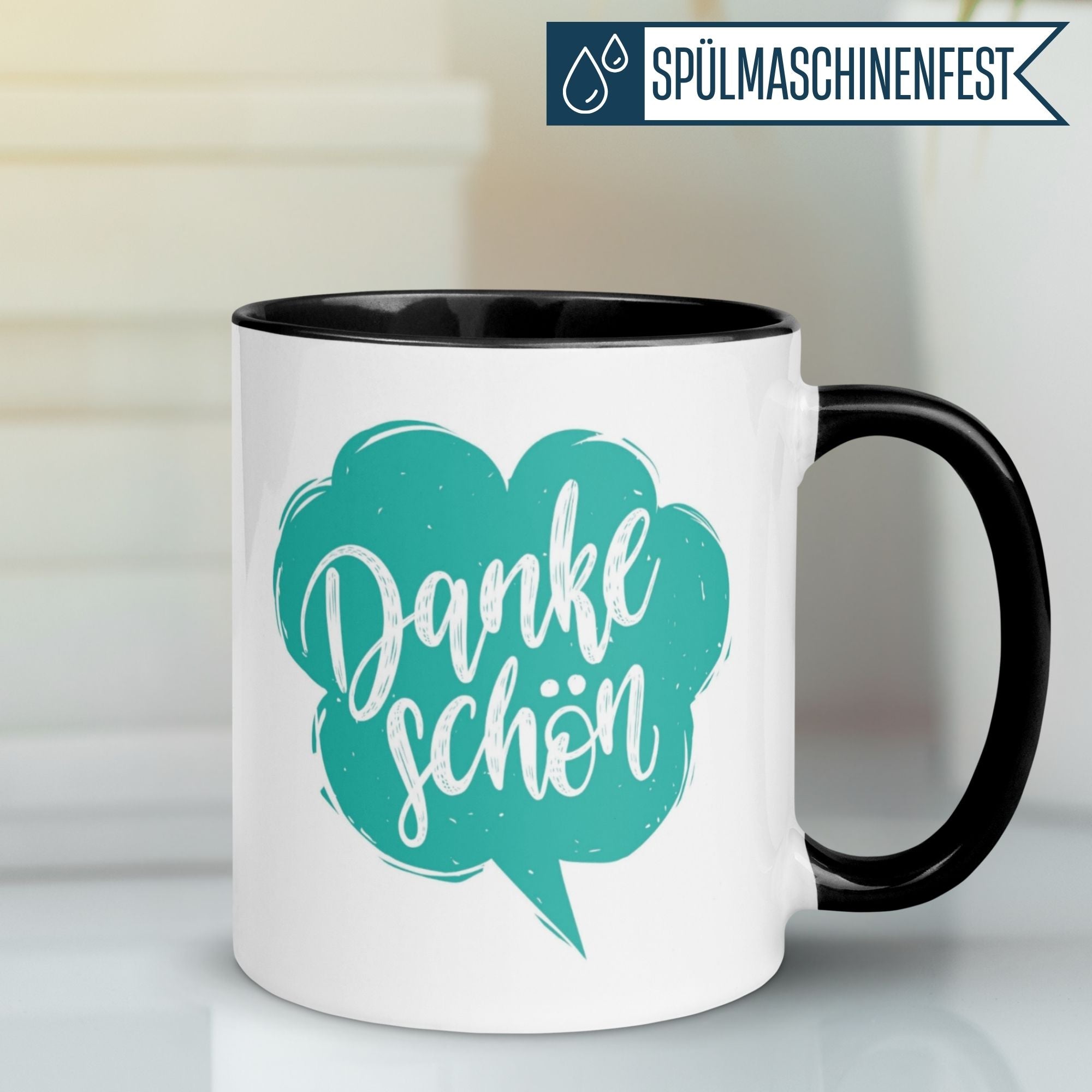 Momentals Tasse Danke mit Sprechblase, perfektes Dankeschön für Wertschätzung und Freude in jedem Alltag.