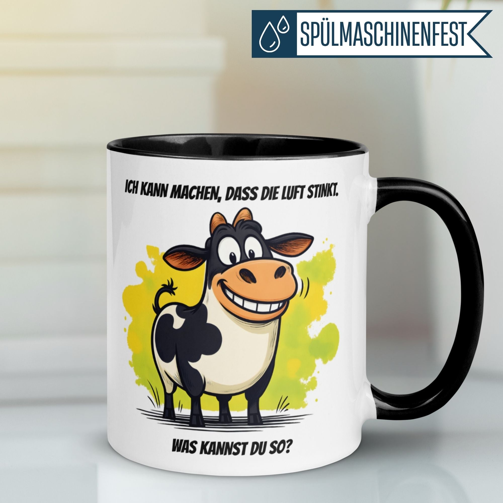 Tasse Kuh – „Ich kann machen dass die Luft stinkt“ – lustiges Geschenk für Landwirt