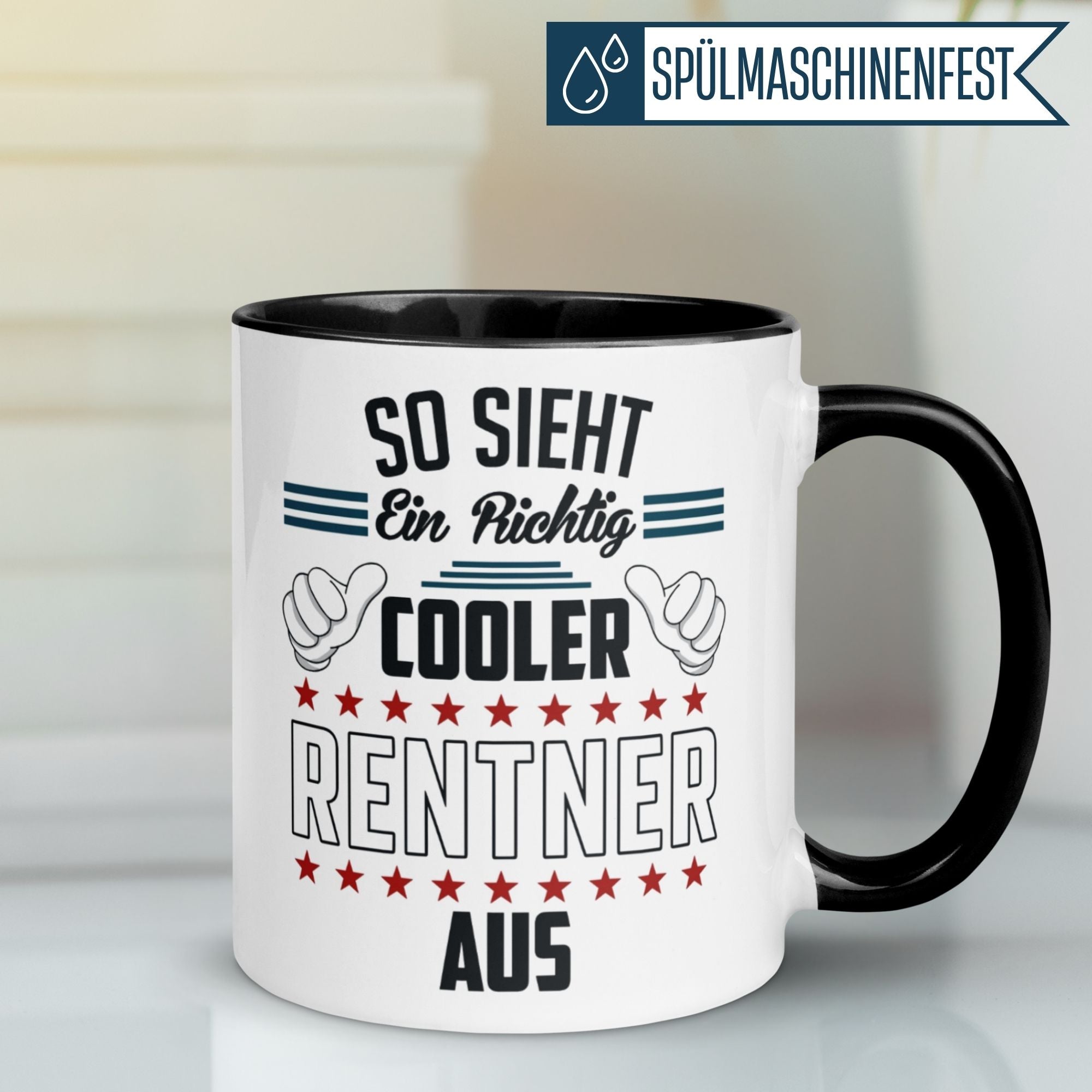 Tasse Rentner – „So sieht ein richtig cooler Rentner aus“ – Geschenke Abschied Pension