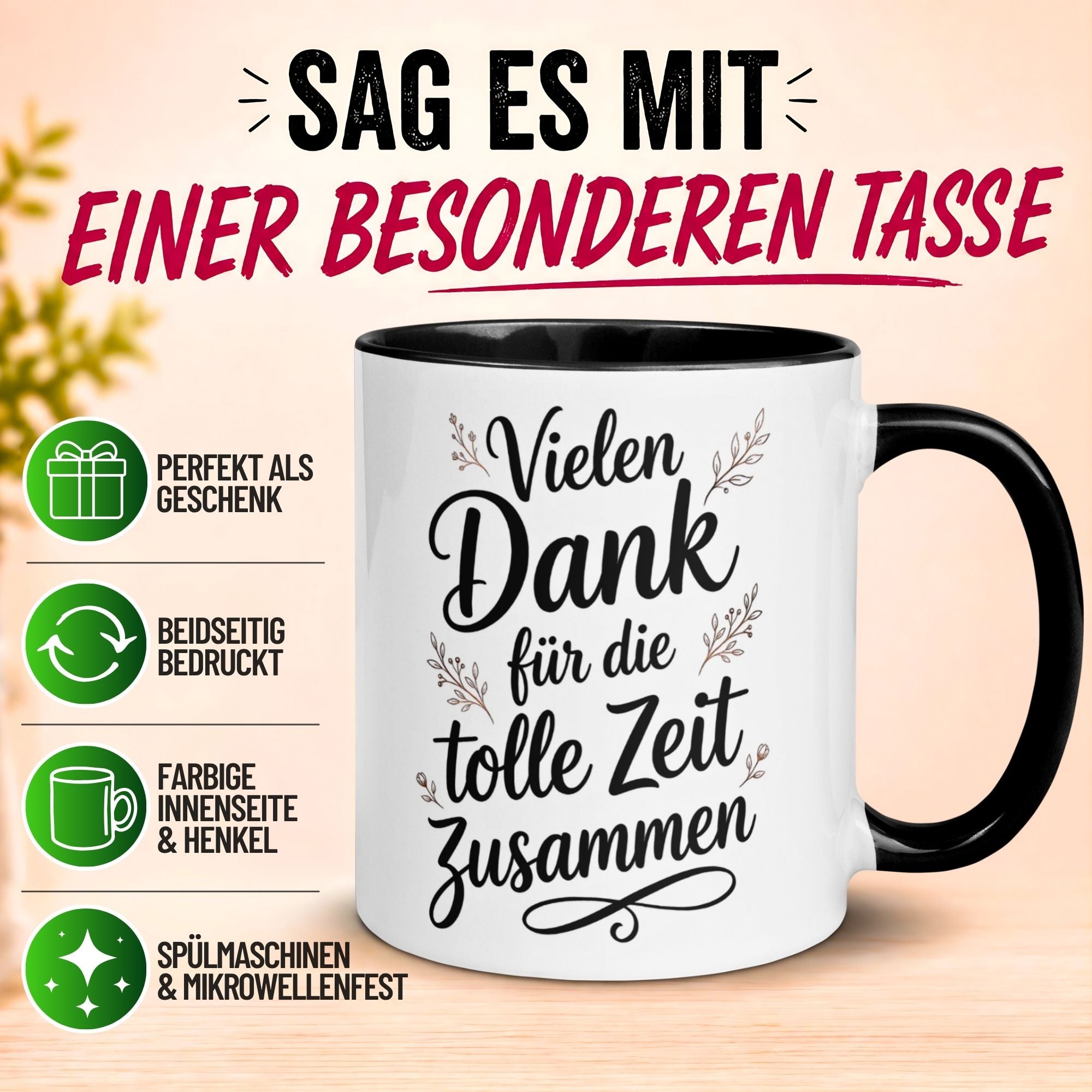 Tasse Abschied – „Vielen Dank für die tolle Zeit zusammen“ – Abschiedsgeschenk Kollege