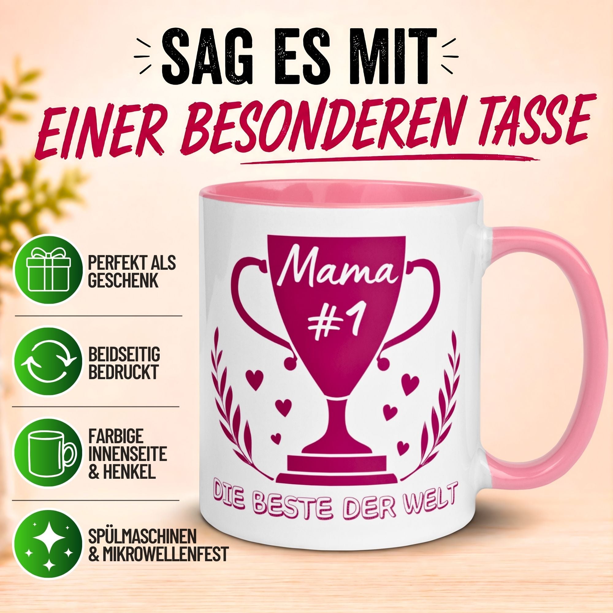 Tasse Mama – „Die Beste der Welt“ – Geschenk Becher Geburtstag Muttertag