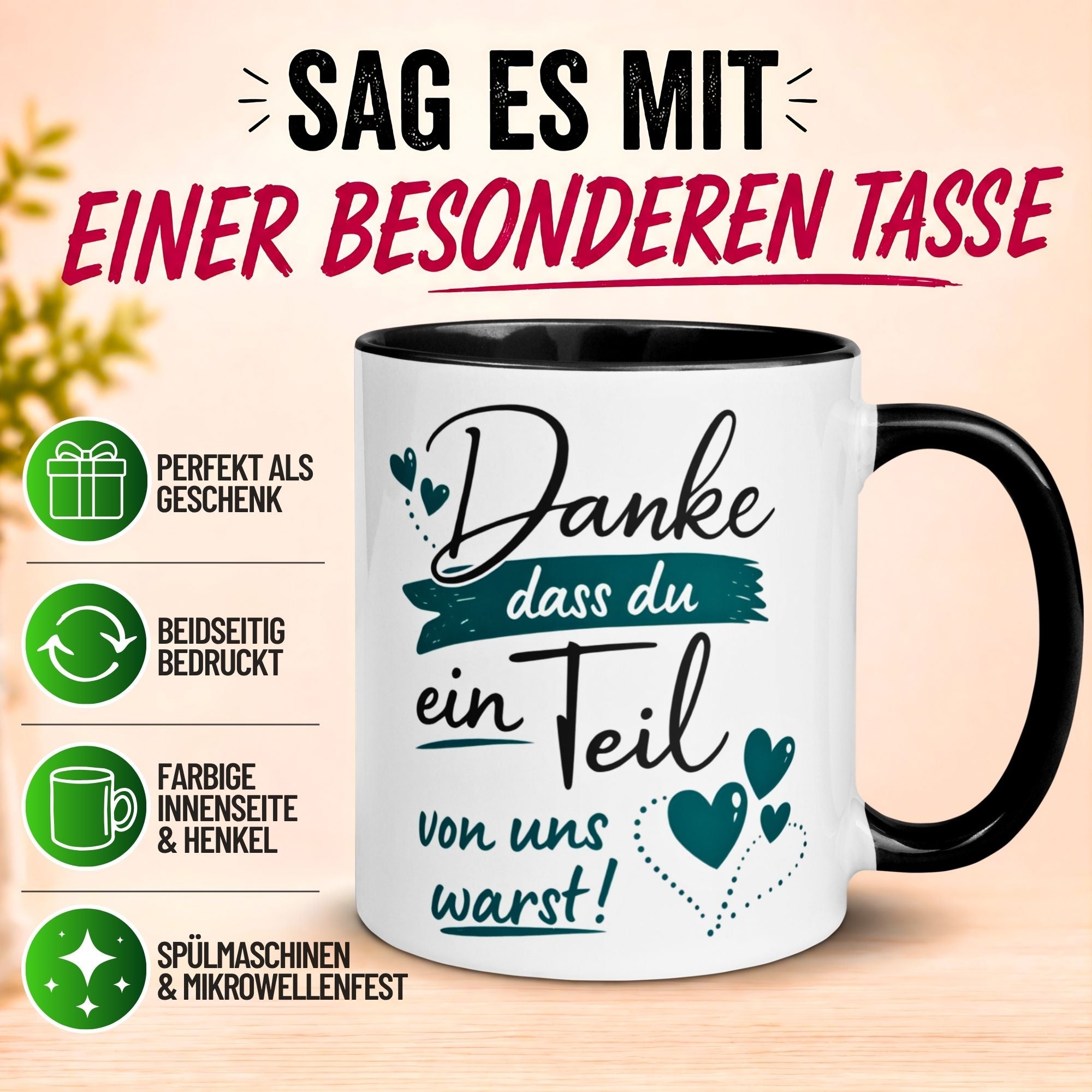 Tasse Abschied – „Ein Teil von uns warst“ – Abschiedsgeschenk für Kollegen