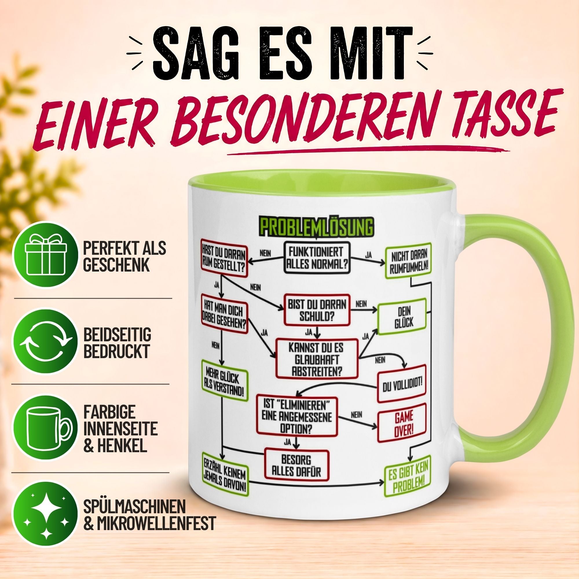 Tasse Kollegin – „Problemlösung im Büro“ – Geschenk Beste Arbeitskollegin