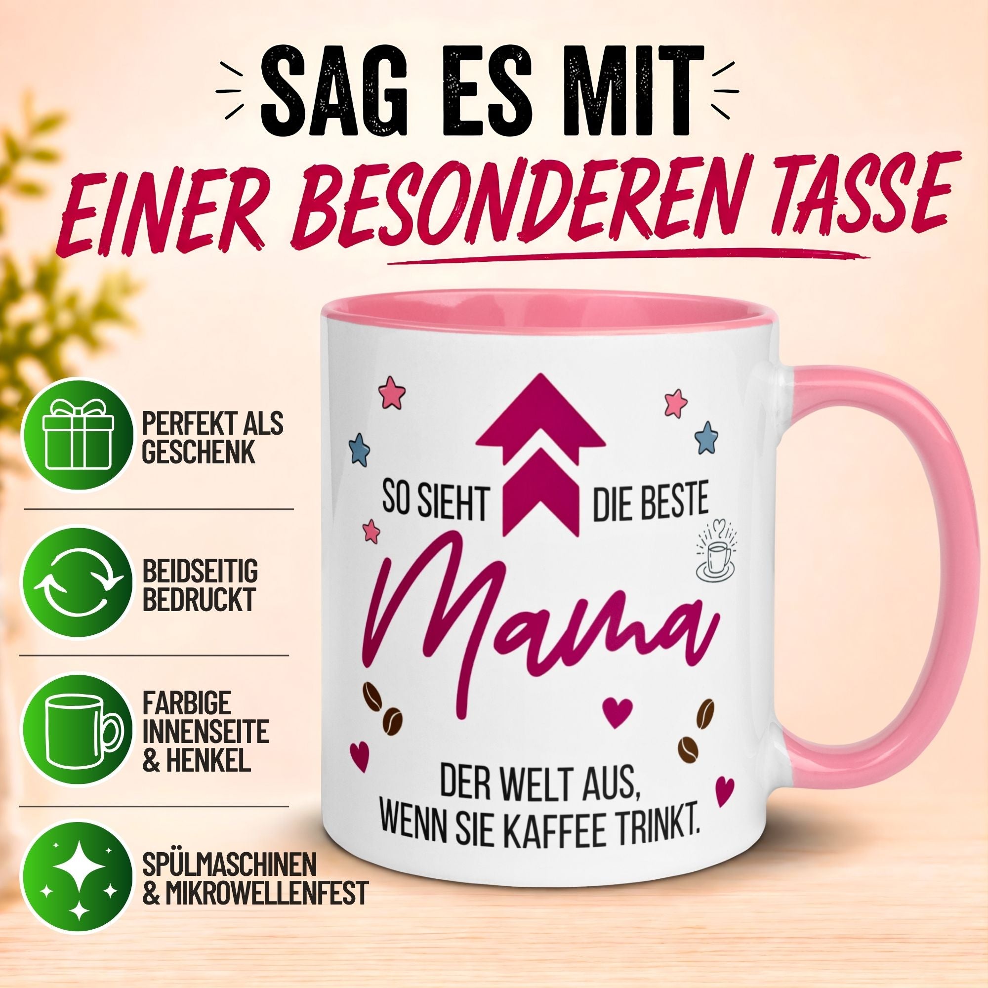 Tasse Mama – „So sieht die beste Mama der Welt aus“ – Geschenk Becher Muttertag