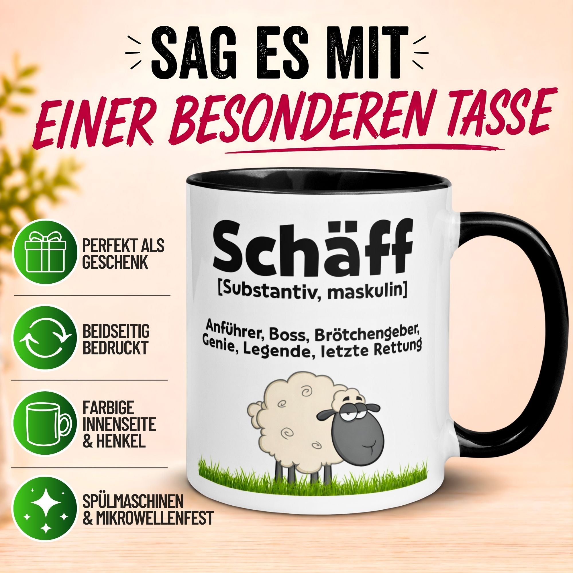 Tasse Chef – „Schäff – Brötchengeber und Problemlöser“ – Geschenk Bester Chef