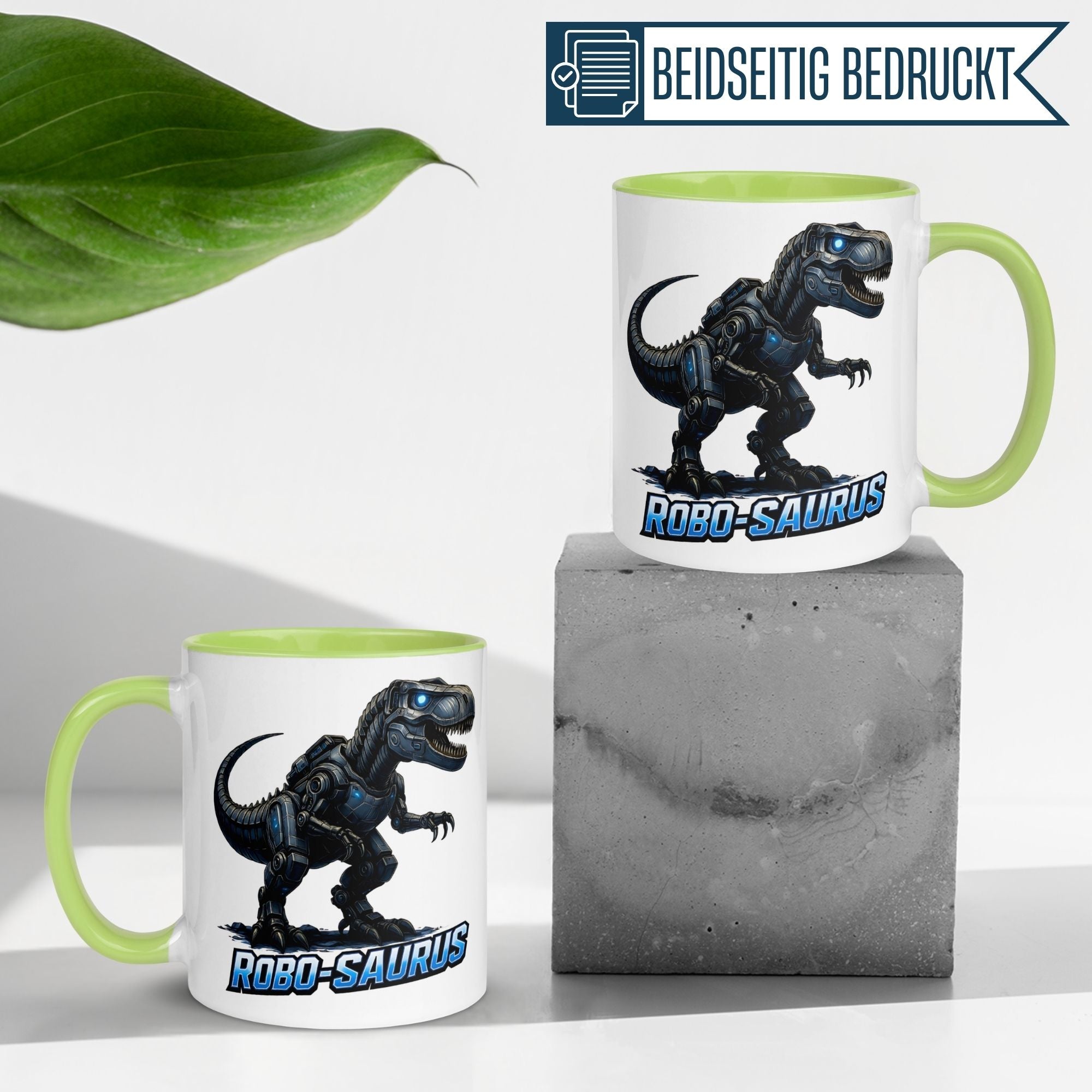Tasse Dinosaurier – „Robo Saurus“ – Dino Geschenk Becher für Roboter Fans