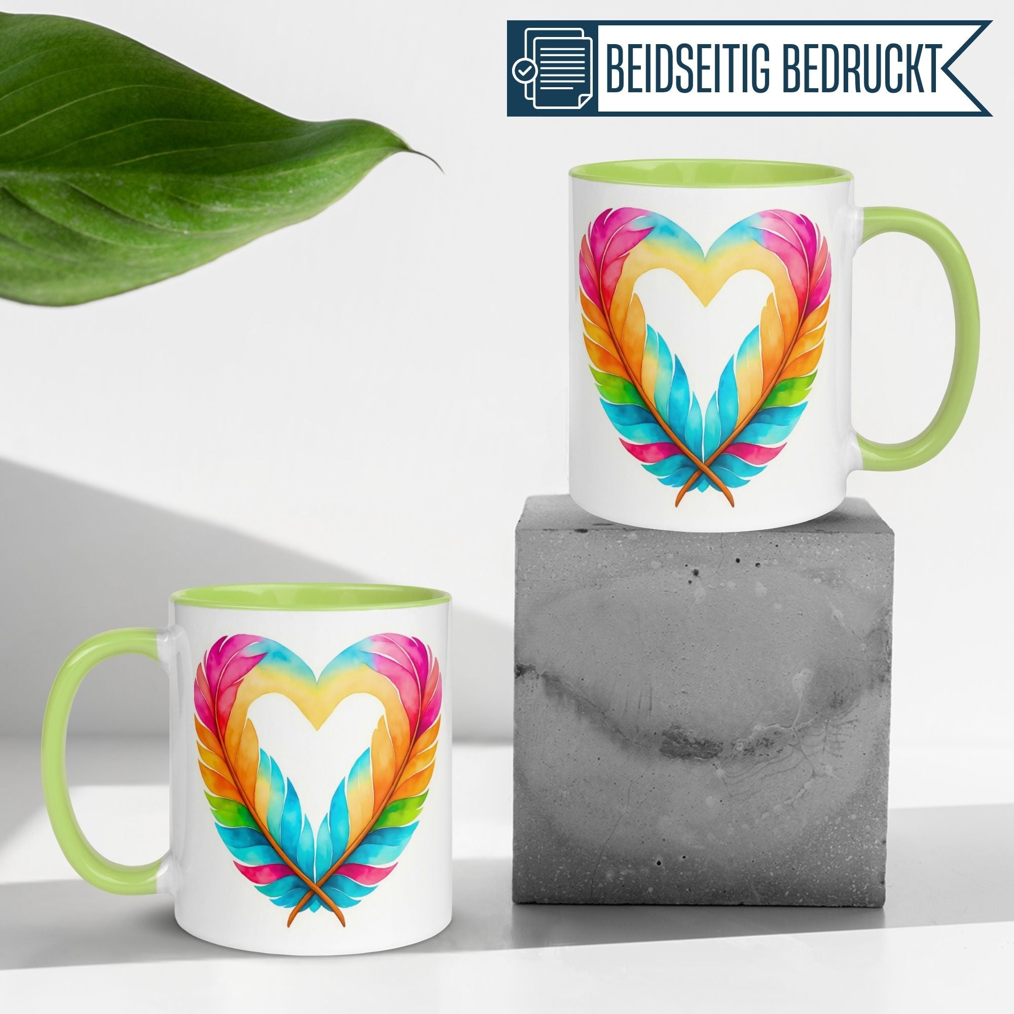 Tasse Liebe – „Herz aus Federn“ – Ich liebe Dich Geschenk Partner Jahrestag Valentinstag