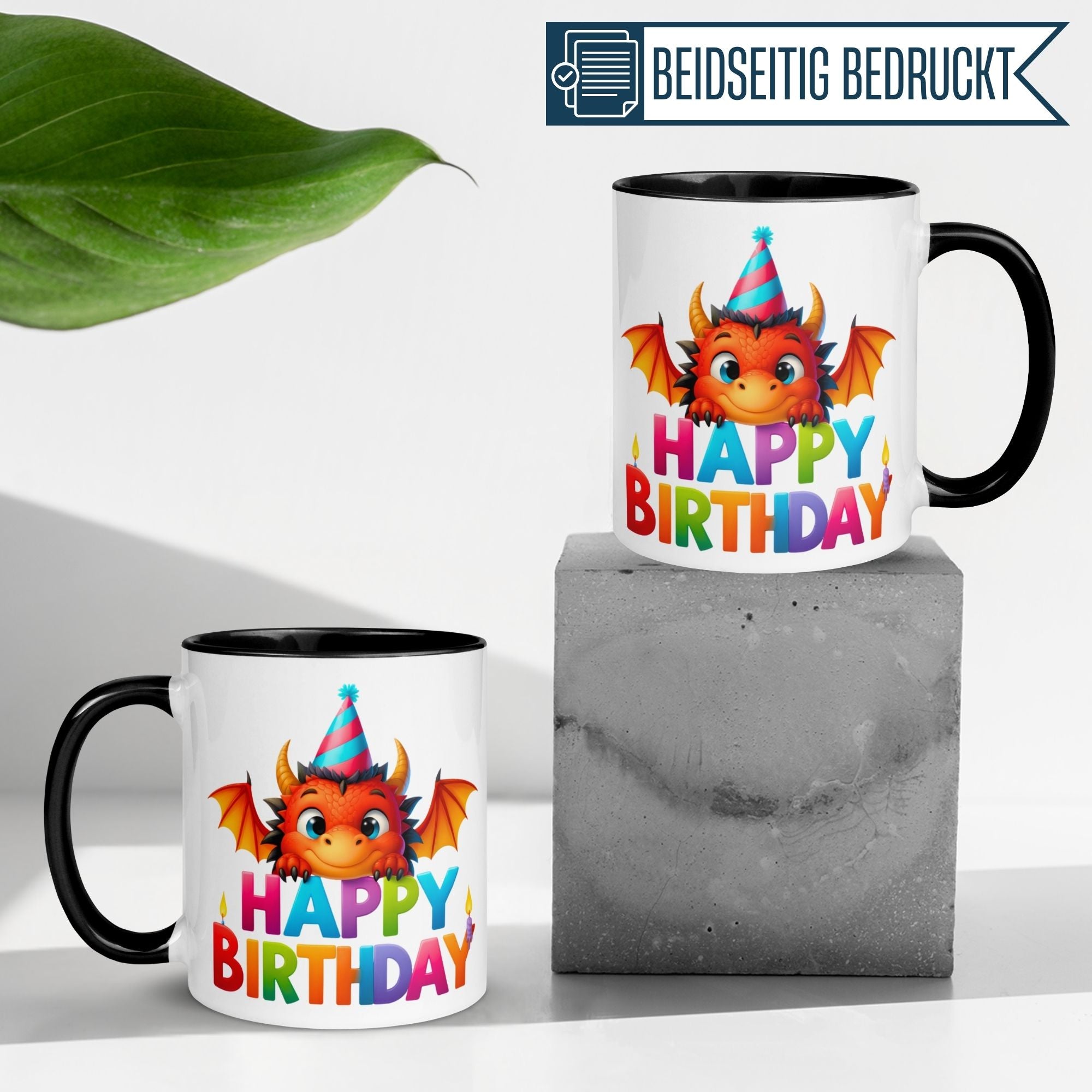 Tasse Geburtstag | Drache & Partyhut | Happy Birthday