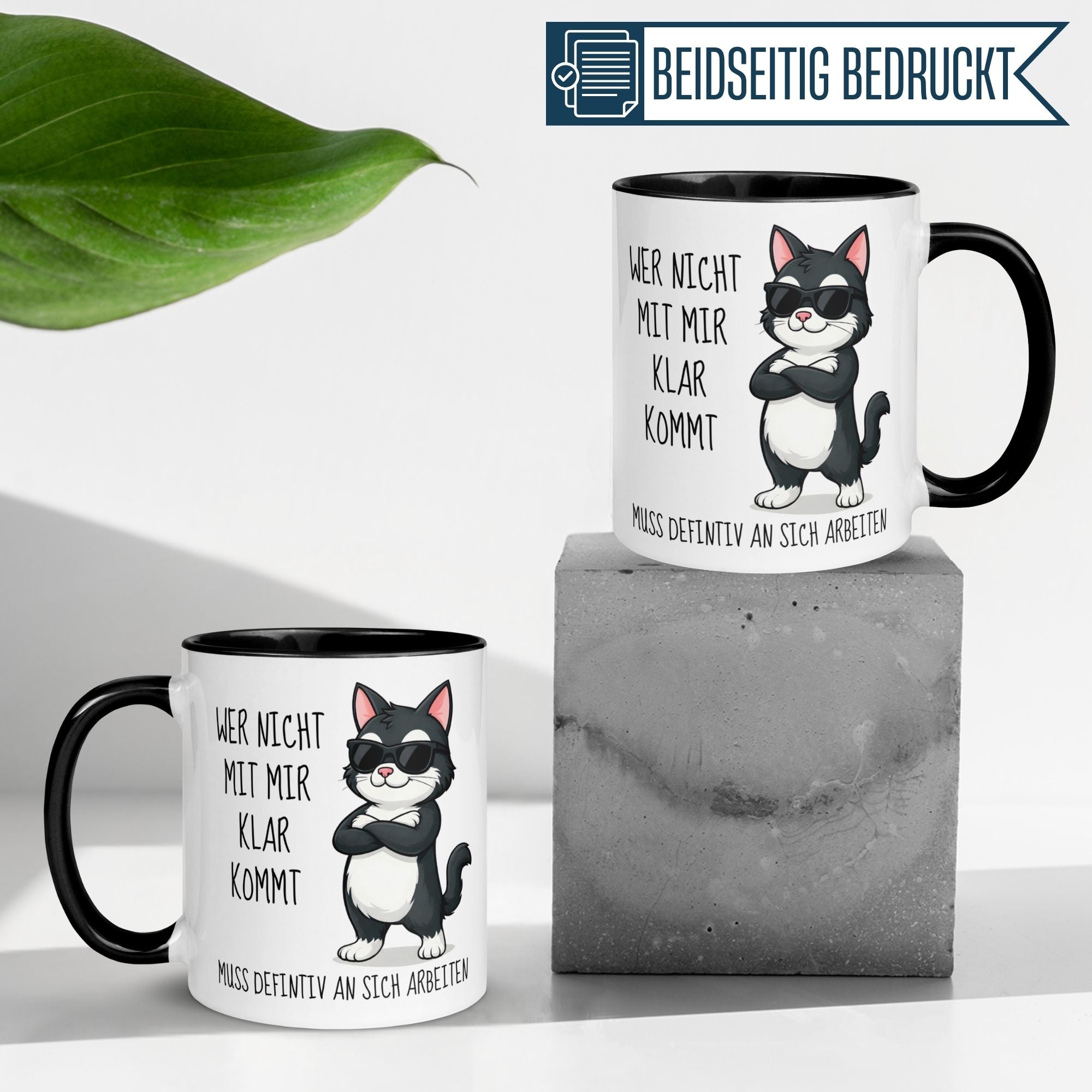 Tasse Katze – „Wer nicht mit mir klar kommt“ – lustiger Katzen Geschenk Becher