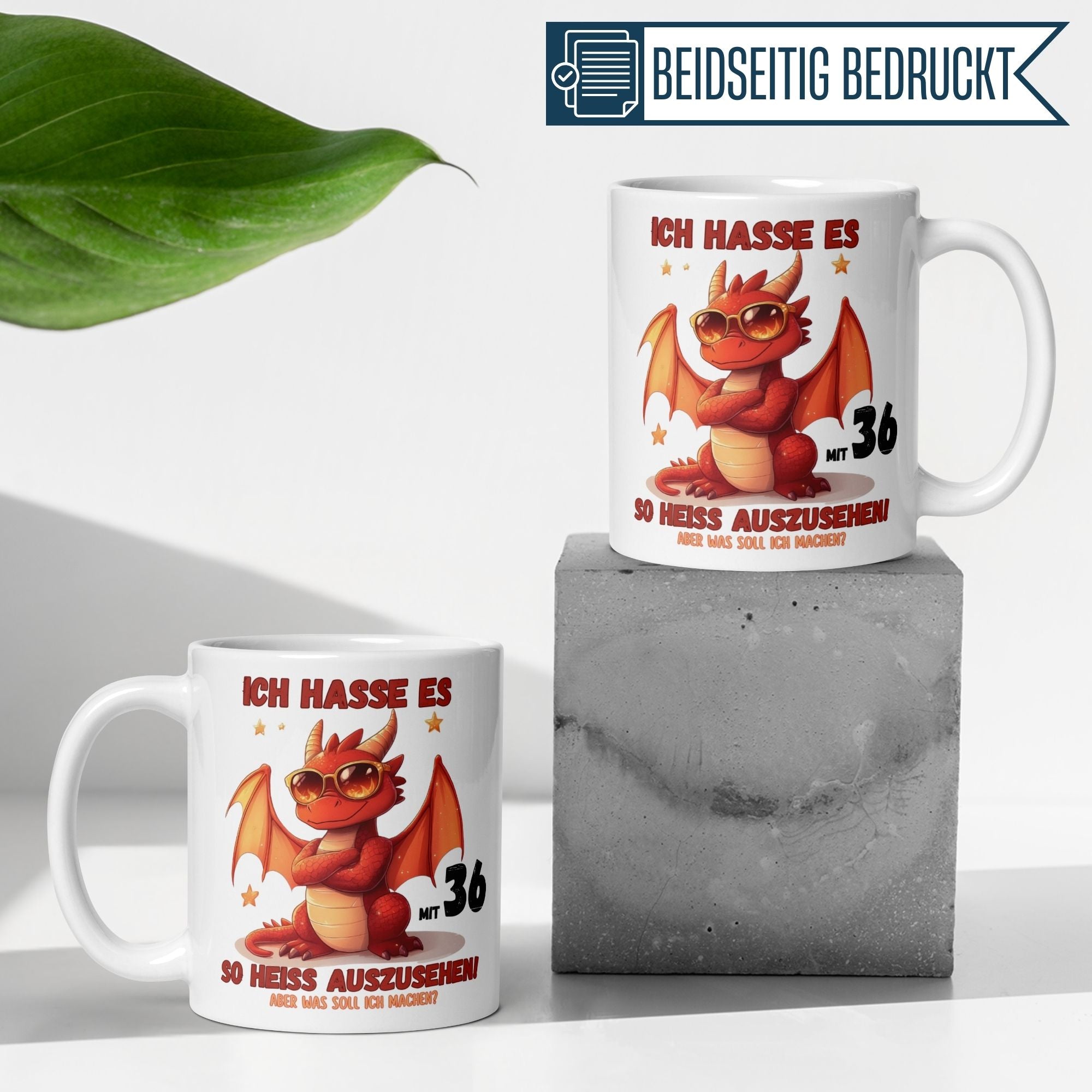 Momentals® Tasse 36. Geburtstag | Drache & Spruch | Ich hasse es mit 36 so heiss auszusehen • Momentals