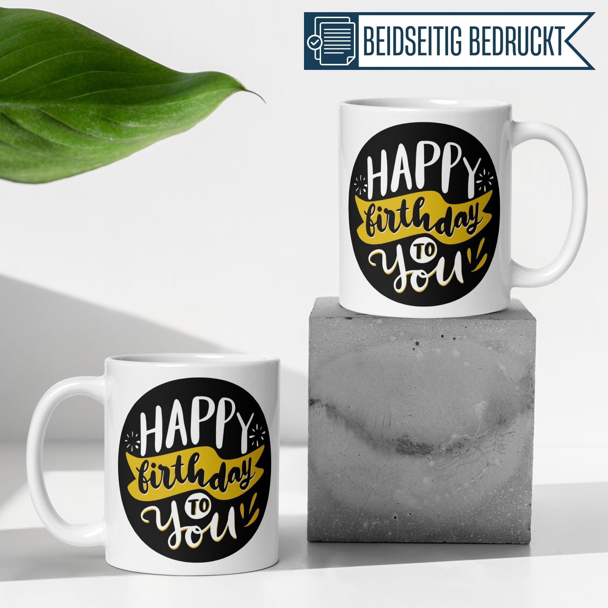 Momentals® Tasse Geburtstag | Schriftzug & Kontraststil | Happy Birthday • Momentals