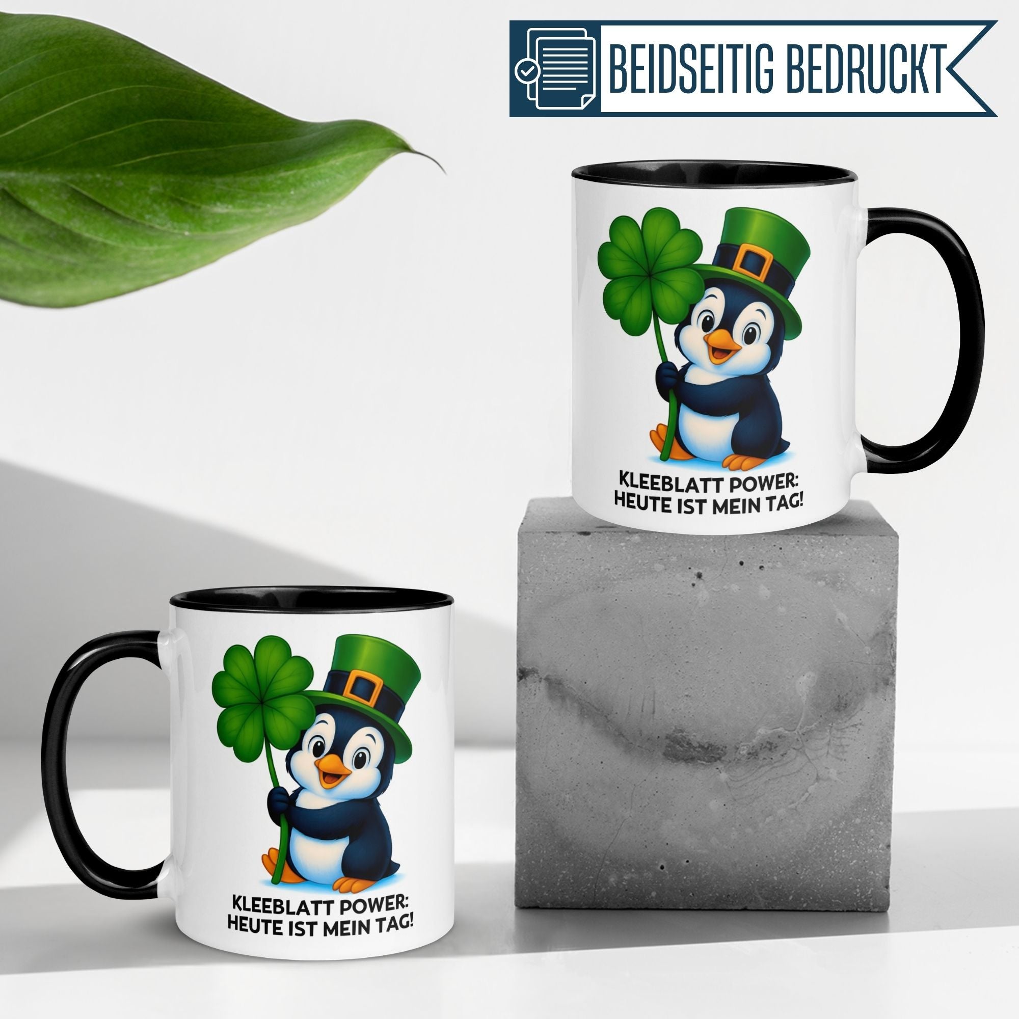 Pinguin Tasse | Kleeblatt Power - Heute ist mein Tag