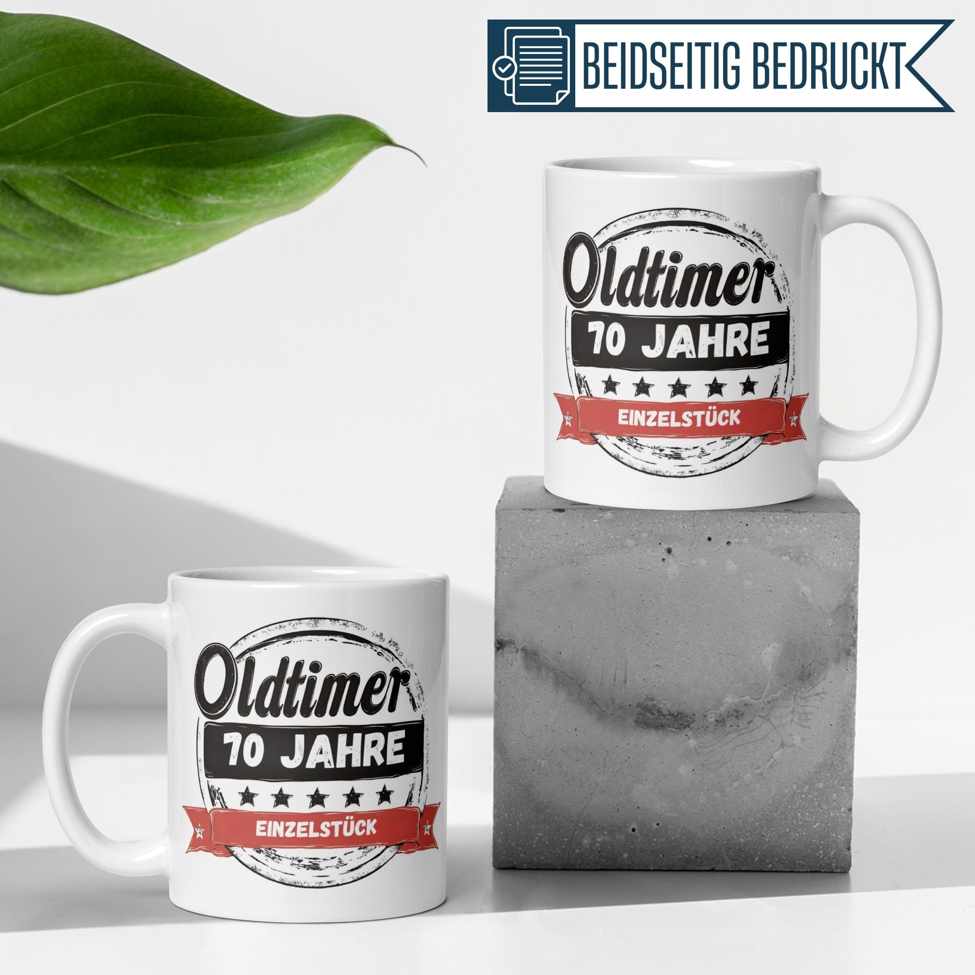 Oldtimer 70 Jahre Tasse, Vintage Design für 70. Geburtstag, einzigartiges Geschenk