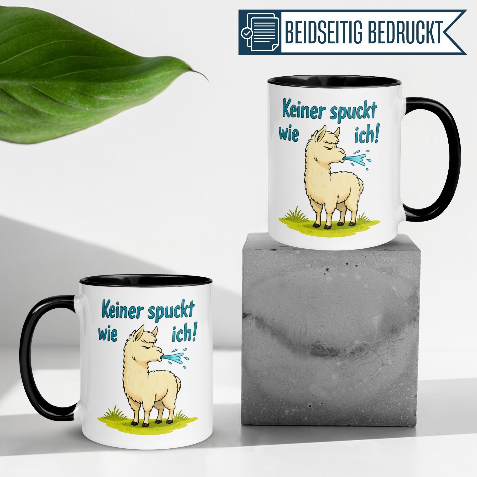 Tasse Lama – „Keiner spuckt wie ich“ – lustiger Lama Geschenk Becher