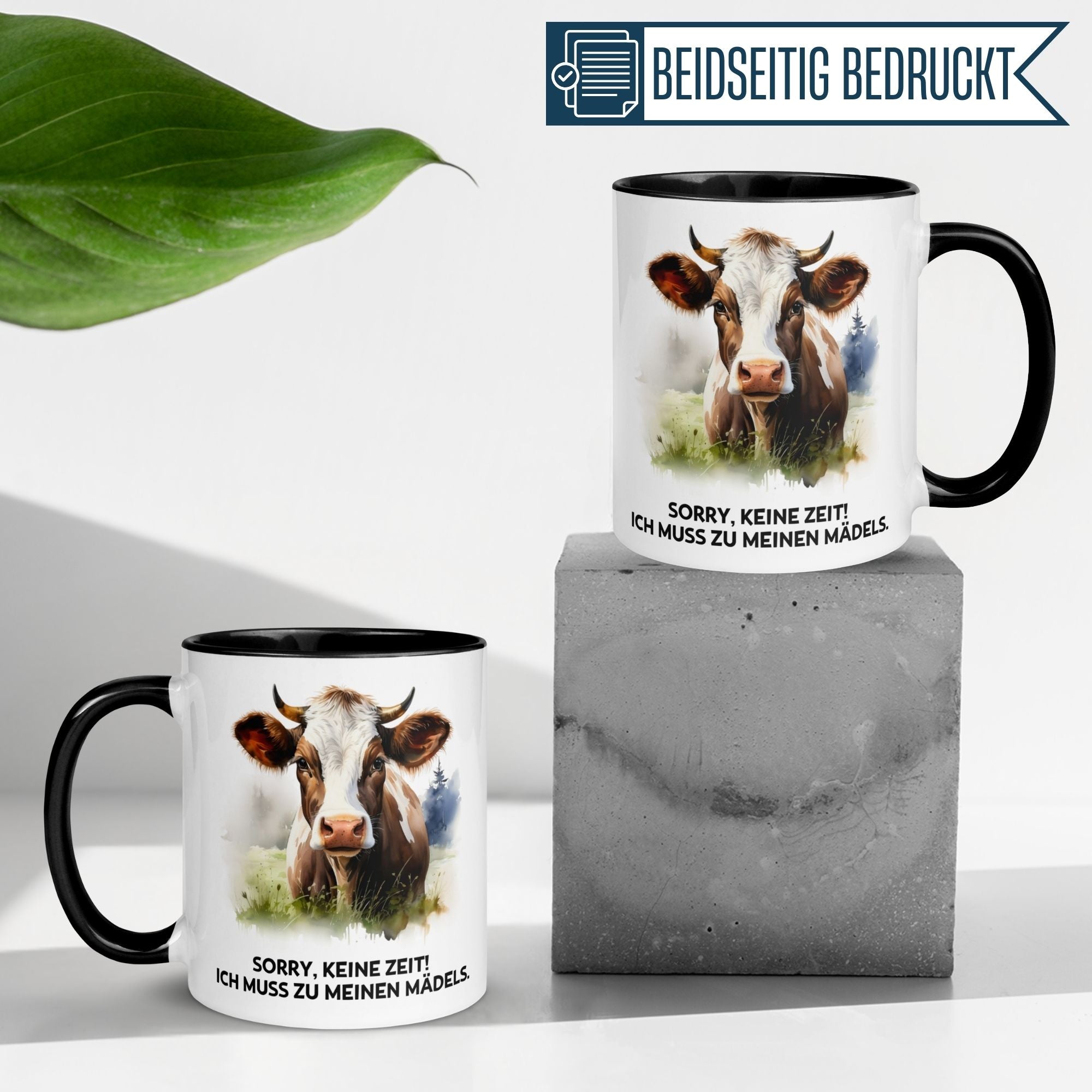 Tasse Kuh – „Sorry keine Zeit - Ich muss zu meinen Mädels“ – lustiger Geschenk Becher