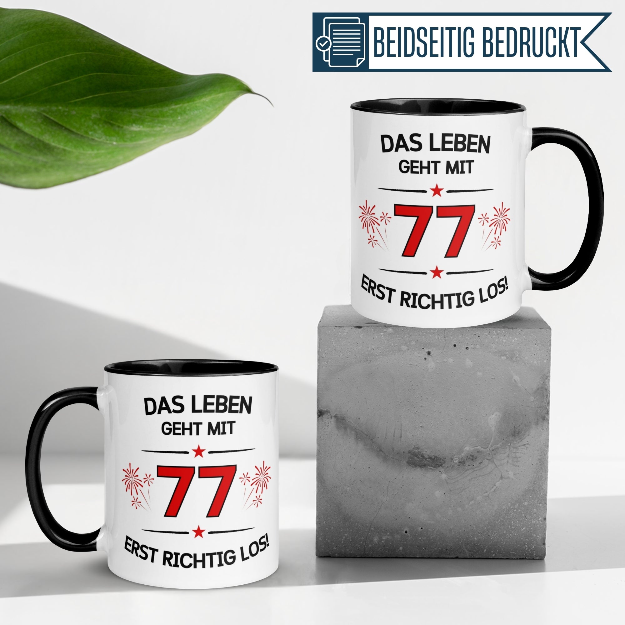 Tasse 77. Geburtstag Mann Frau – „Das Leben geht mit 77 erst Los“ – Geschenk zum Geburtstag Männer Frauen