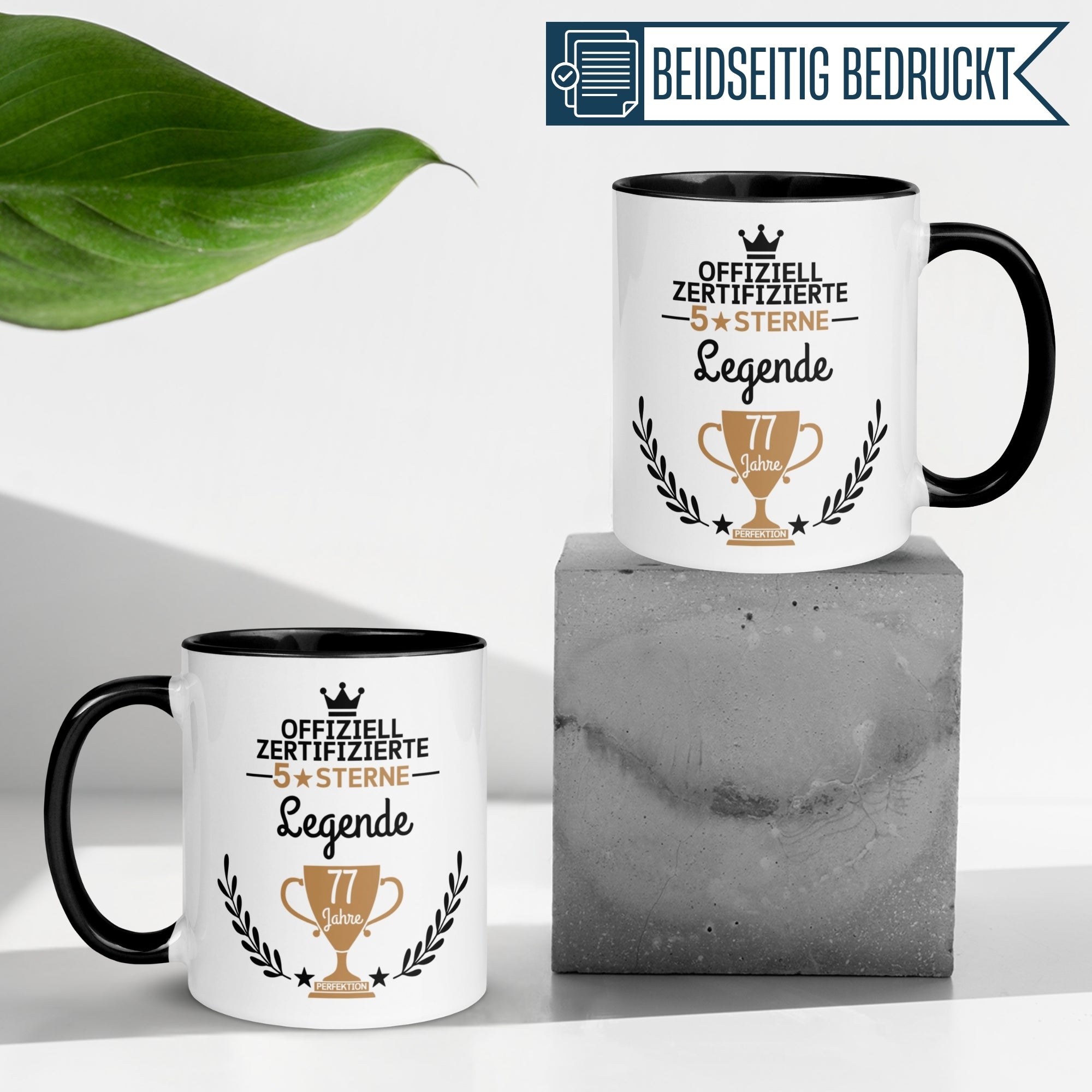 Tasse 77. Geburtstag Mann Frau – „Zertifizierte 5 Sterne Legende“ – Geschenk zum Geburtstag Männer Frauen