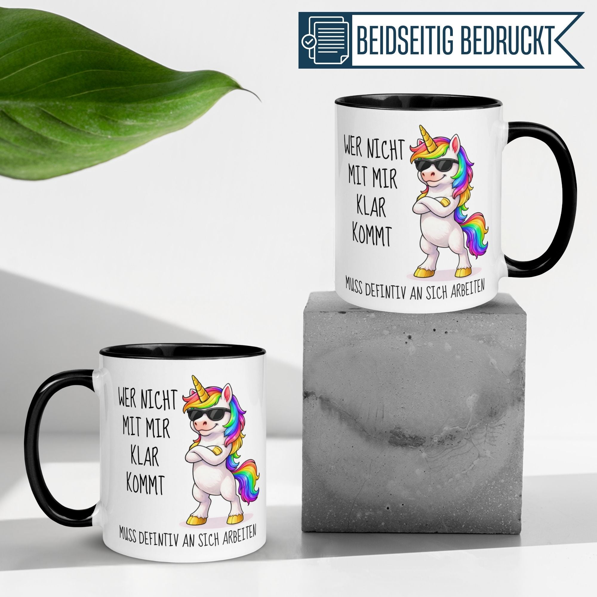 Tasse Einhorn – „Wer nicht mit mir klar kommt“ – Lustiger Geschenk Becher Frau