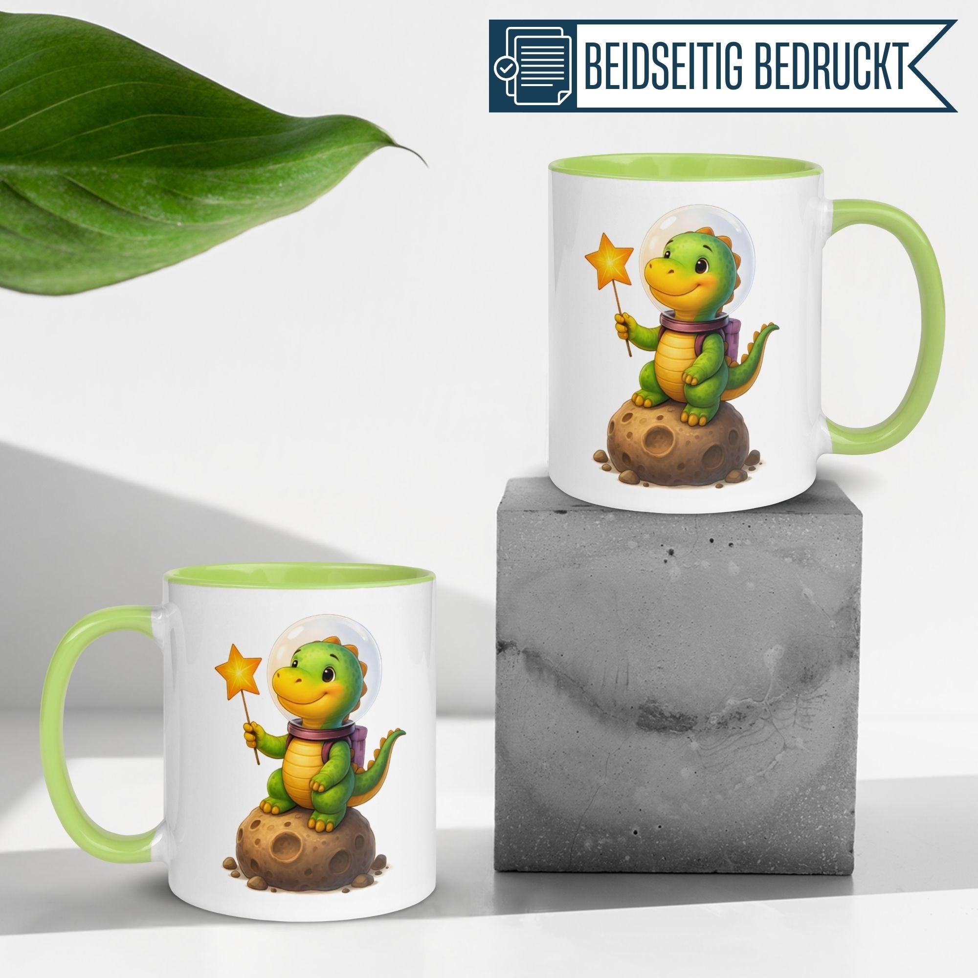 Tasse Dinosaurier – „Astronaut“ – Dino im Weltall Geschenk Becher