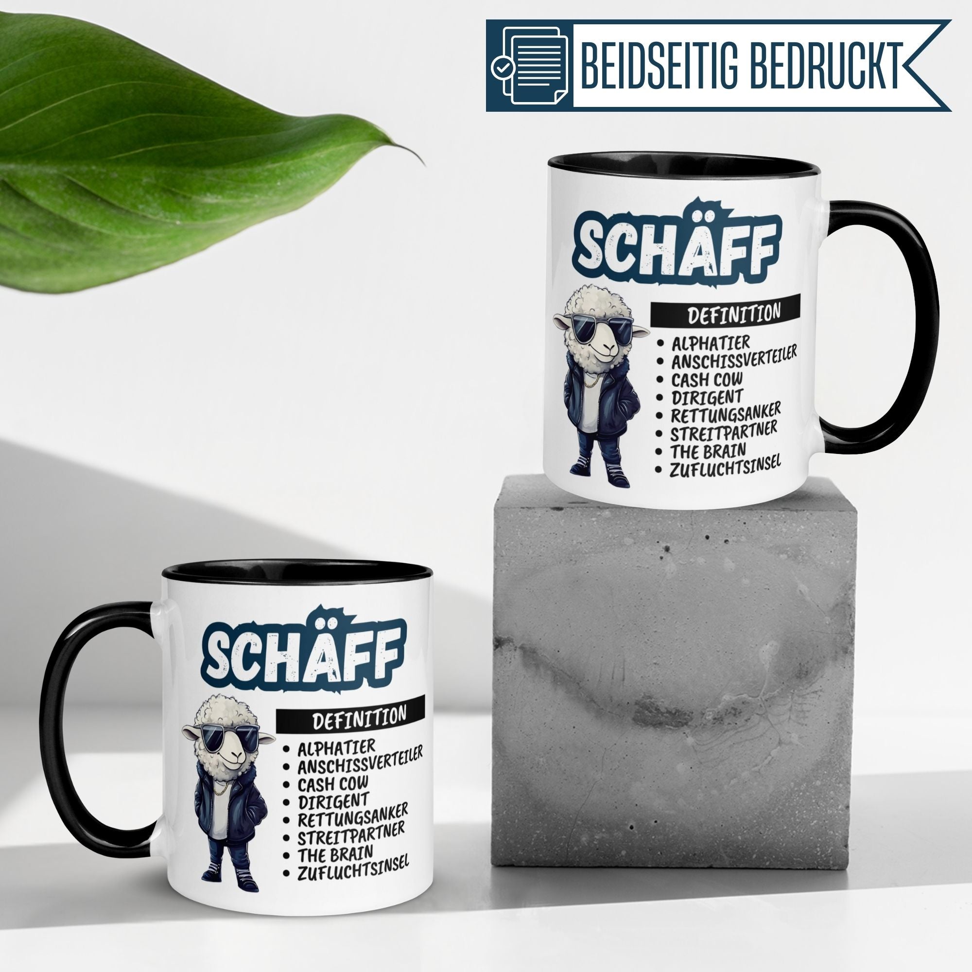 Momentals® Tasse mit Schaf-Motiv, humorvolle Definition für Chefs, ideal als Geschenk.