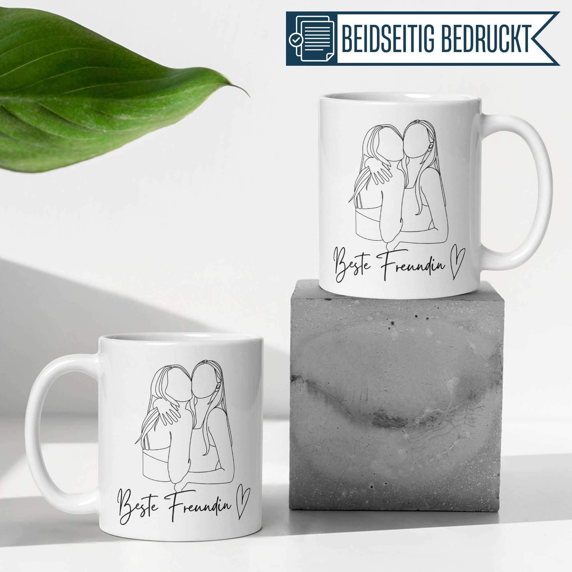 Momentals® Tasse | Freundschaft & Line-Art | Beste Freundin Umarmung • Momentals