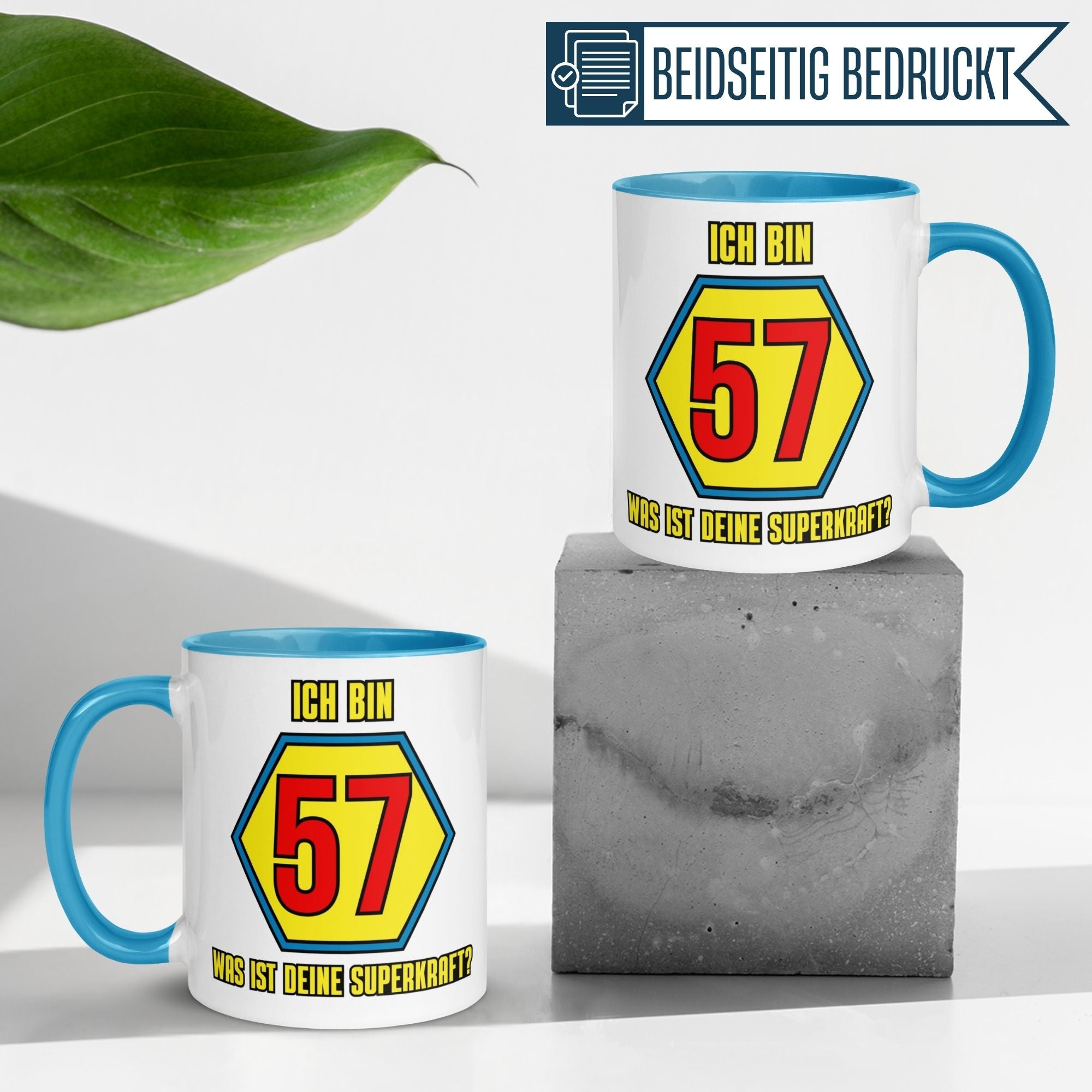 Tasse 57. Geburtstag Mann – „Ich bin 57 und was ist deine Superkraft“ – Geschenk zum Geburtstag für Männer