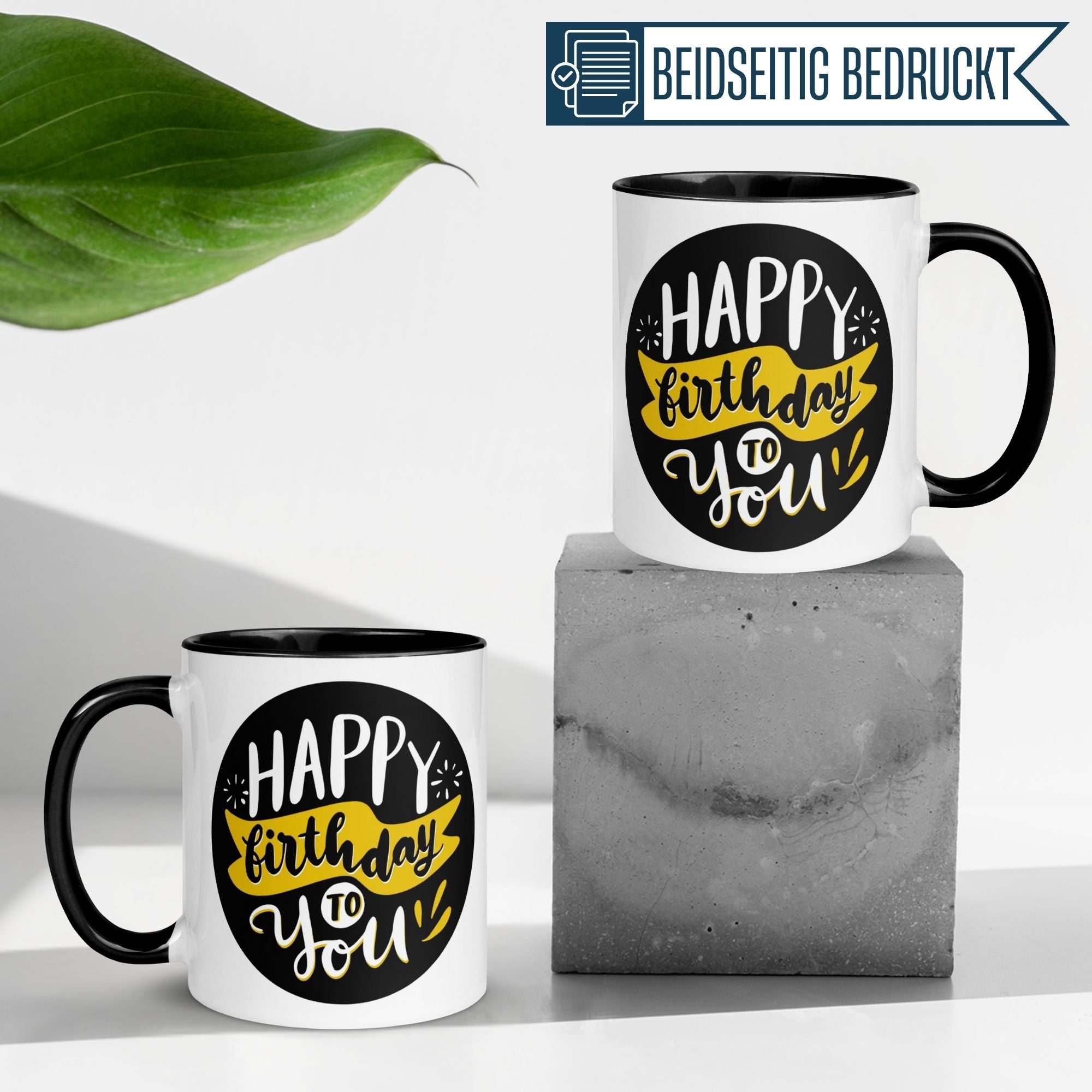 Tasse Geburtstag – „Happy Birthday Schwarz Gold“ – Geburtstagsgeschenk Mann Frau