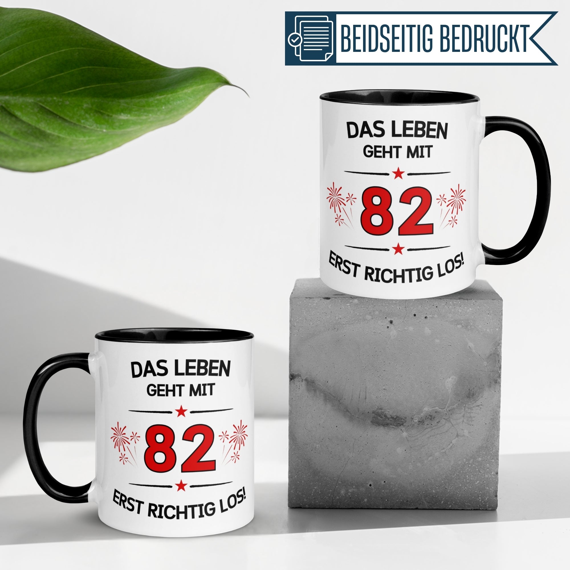 Tasse 82. Geburtstag Mann Frau – „Das Leben geht mit 82 erst Los“ – Geschenk zum Geburtstag Männer Frauen