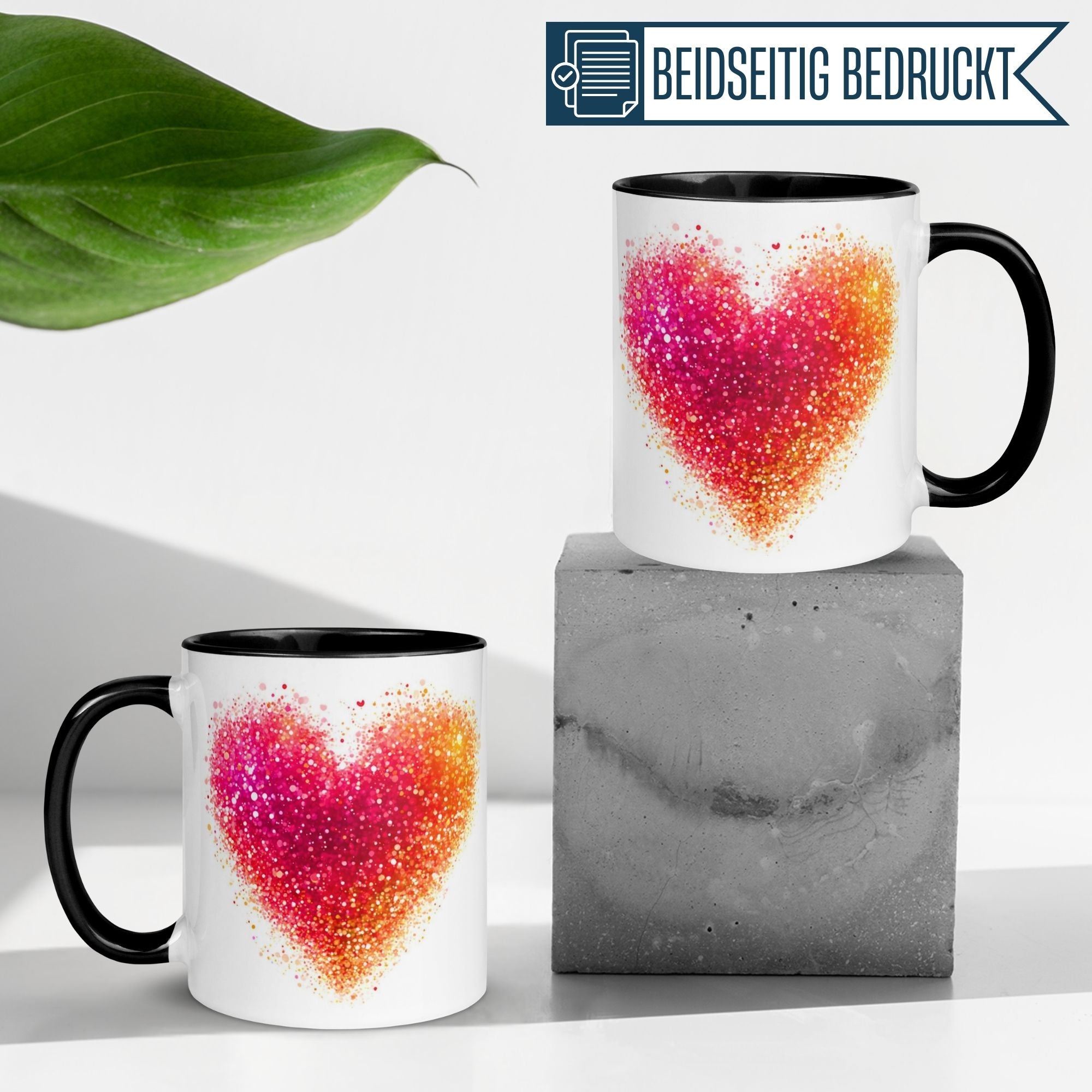 Tasse Liebe – „Glitzerndes Herz“ – Ich liebe Dich Geschenk Partner Jahrestag Valentinstag