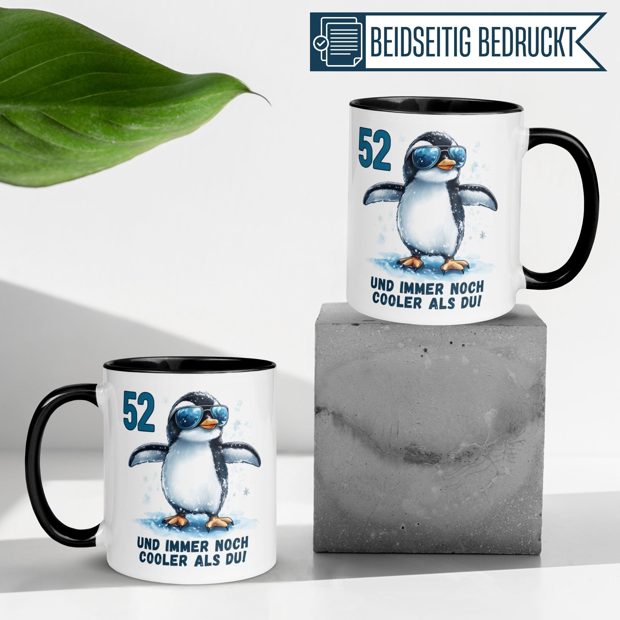 Momentals® Tasse 52. Geburtstag | Pinguin & Spruch | 52 und immer noch cooler als du