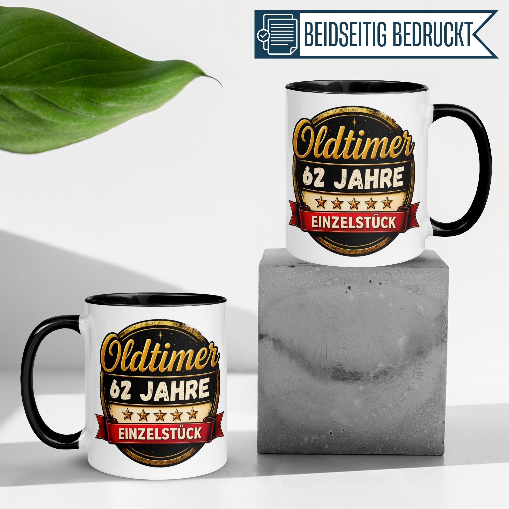 Tasse 62. Geburtstag Mann Frau – „Oldtimer – 62 Jahre – Einzelstück“ – Geschenk zum Geburtstag Männer Frauen