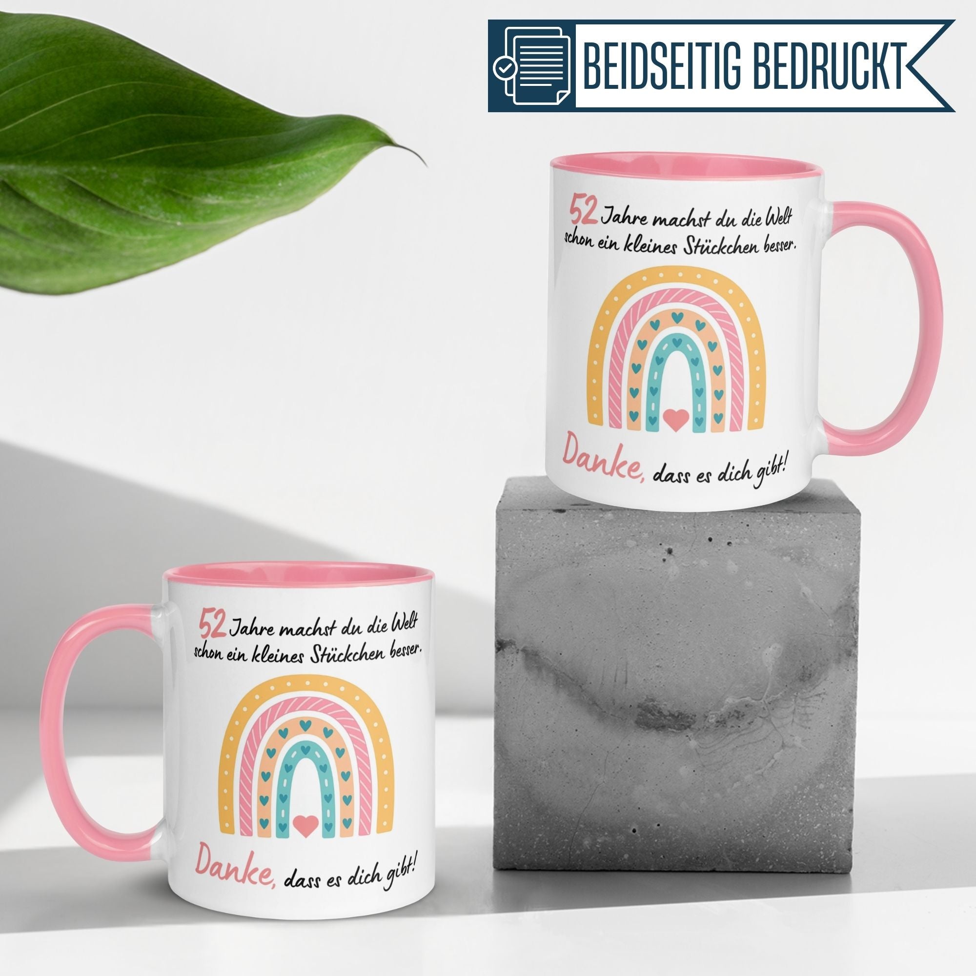 Momentals® Tasse 52. Geburtstag | Herz & Spruch | Danke dass es dich gibt