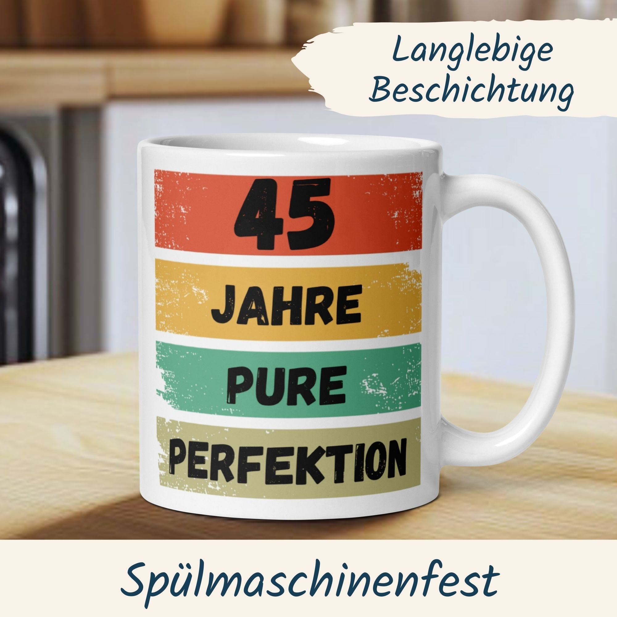Momentals® Tasse 45. Geburtstag | Vintage & Spruch | 45 Jahre Pure Perfektion • Momentals
