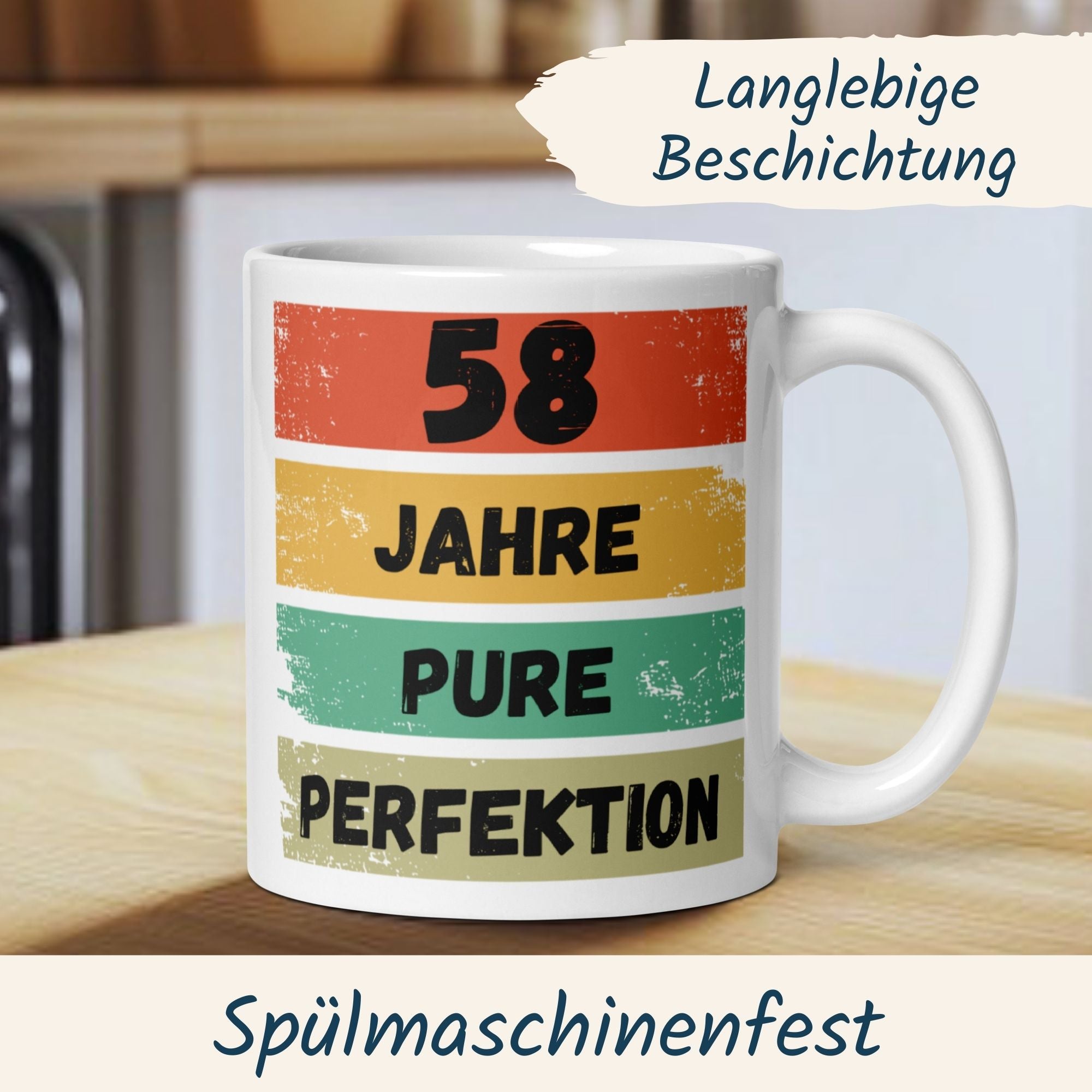 Momentals® Tasse 58. Geburtstag | Vintage & Spruch | 58 Jahre Pure Perfektion • Momentals