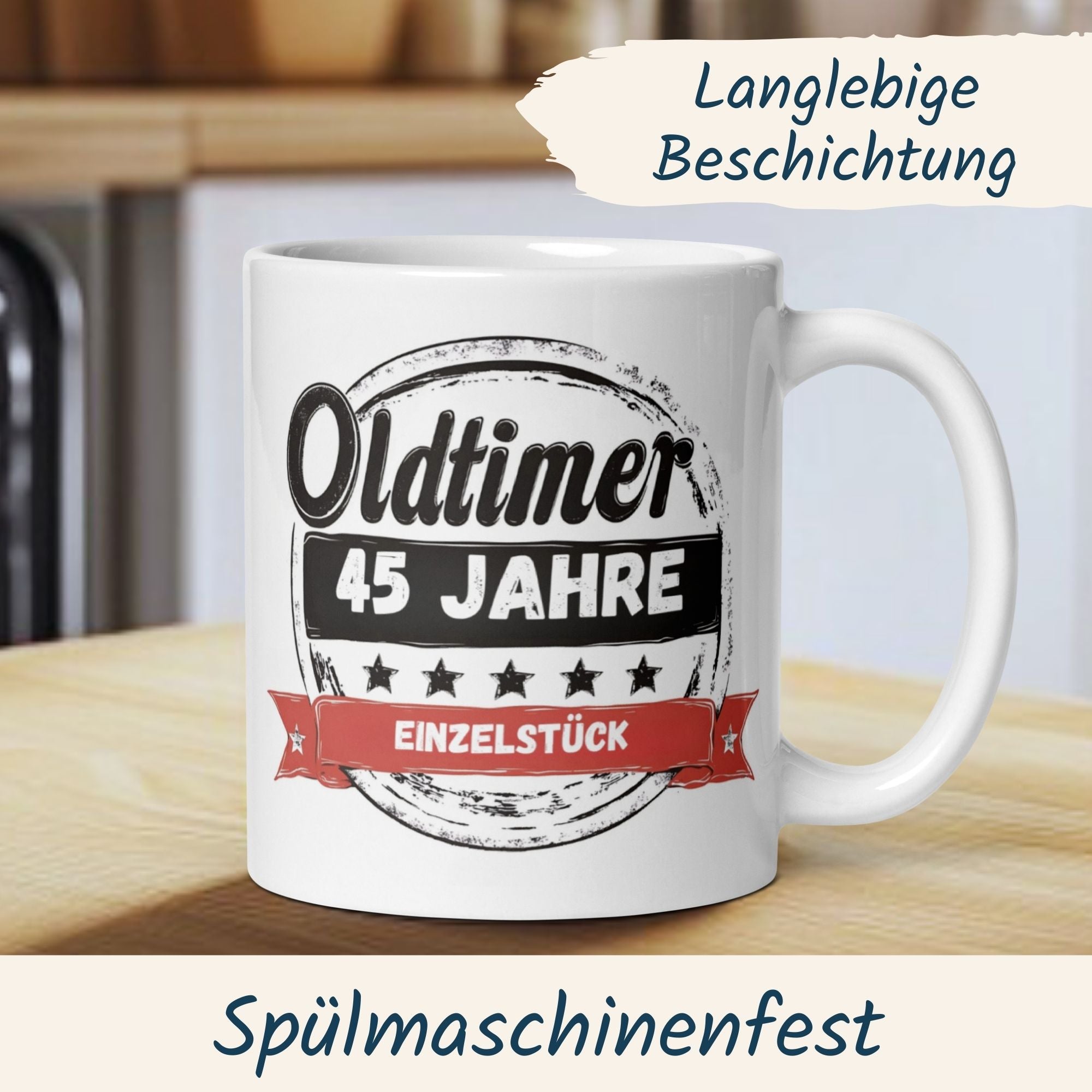 Momentals® Tasse 45. Geburtstag | Vintage & Spruch | Oldtimer 45 Jahre - Einzelstück • Momentals