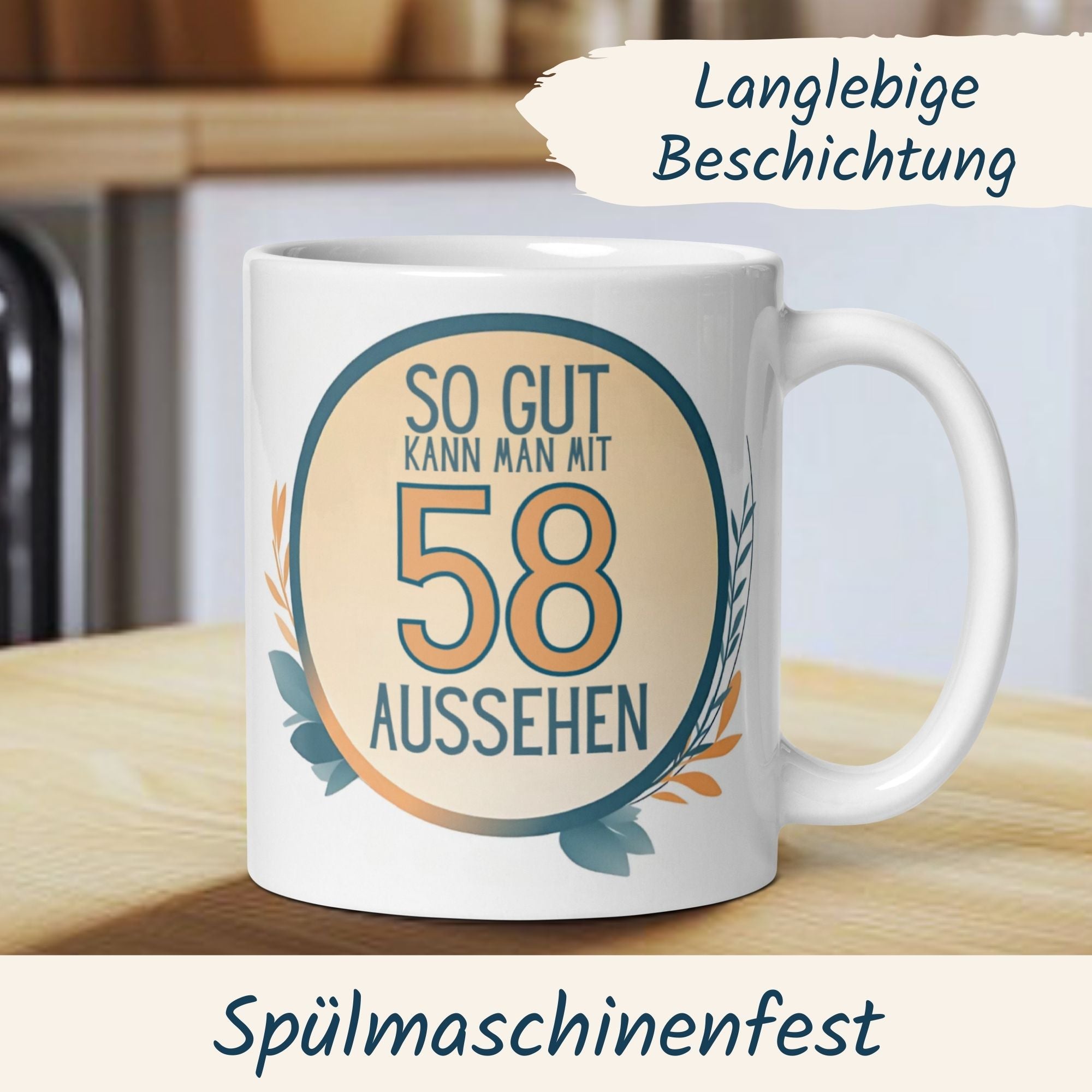 Momentals® Tasse 58. Geburtstag | Humorvoll & Spruch | So gut kann man mit 58 Aussehen • Momentals