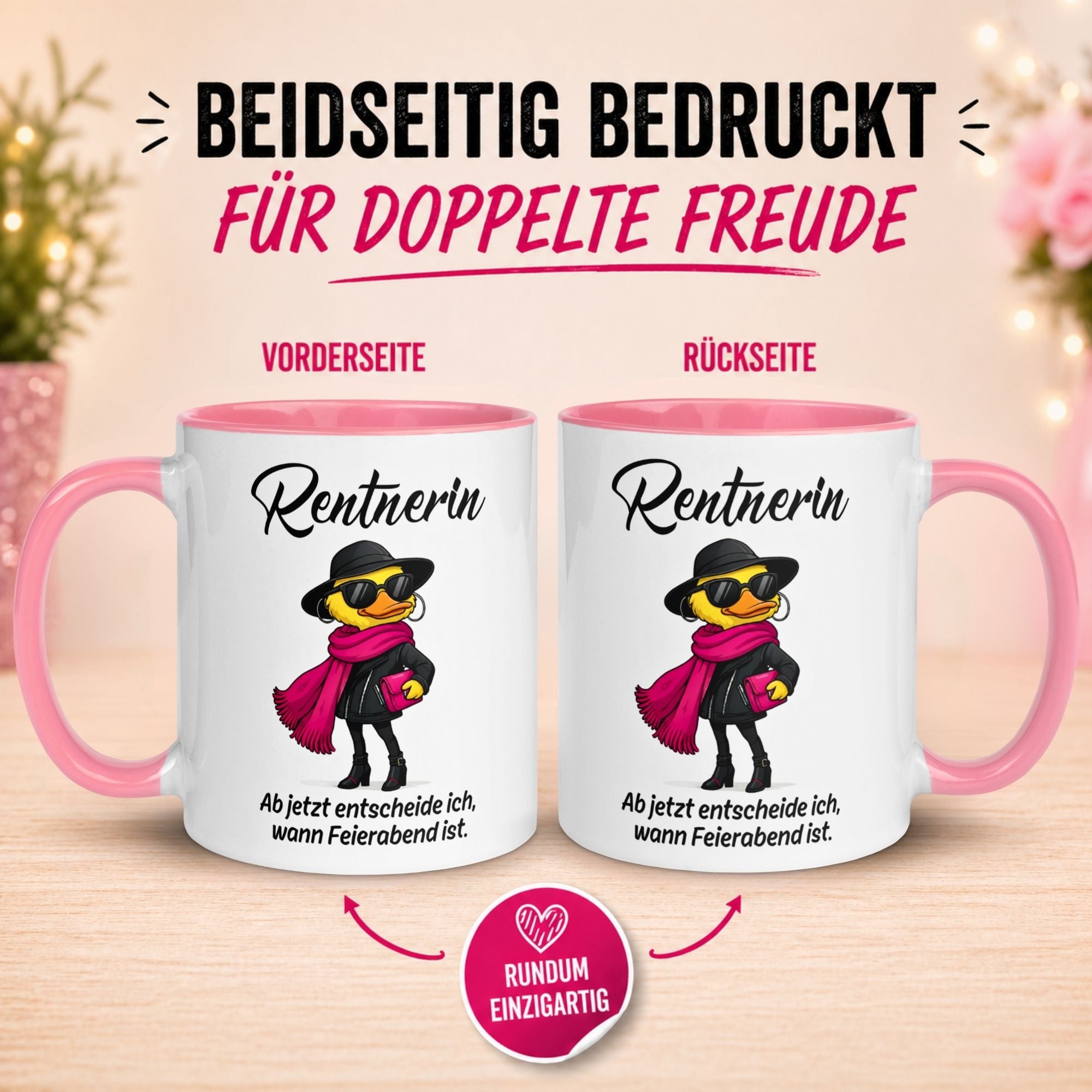 Tasse Rentnerin – „Ab jetzt entscheide ich wann Feierabend ist“ – Geschenk Rente Frau