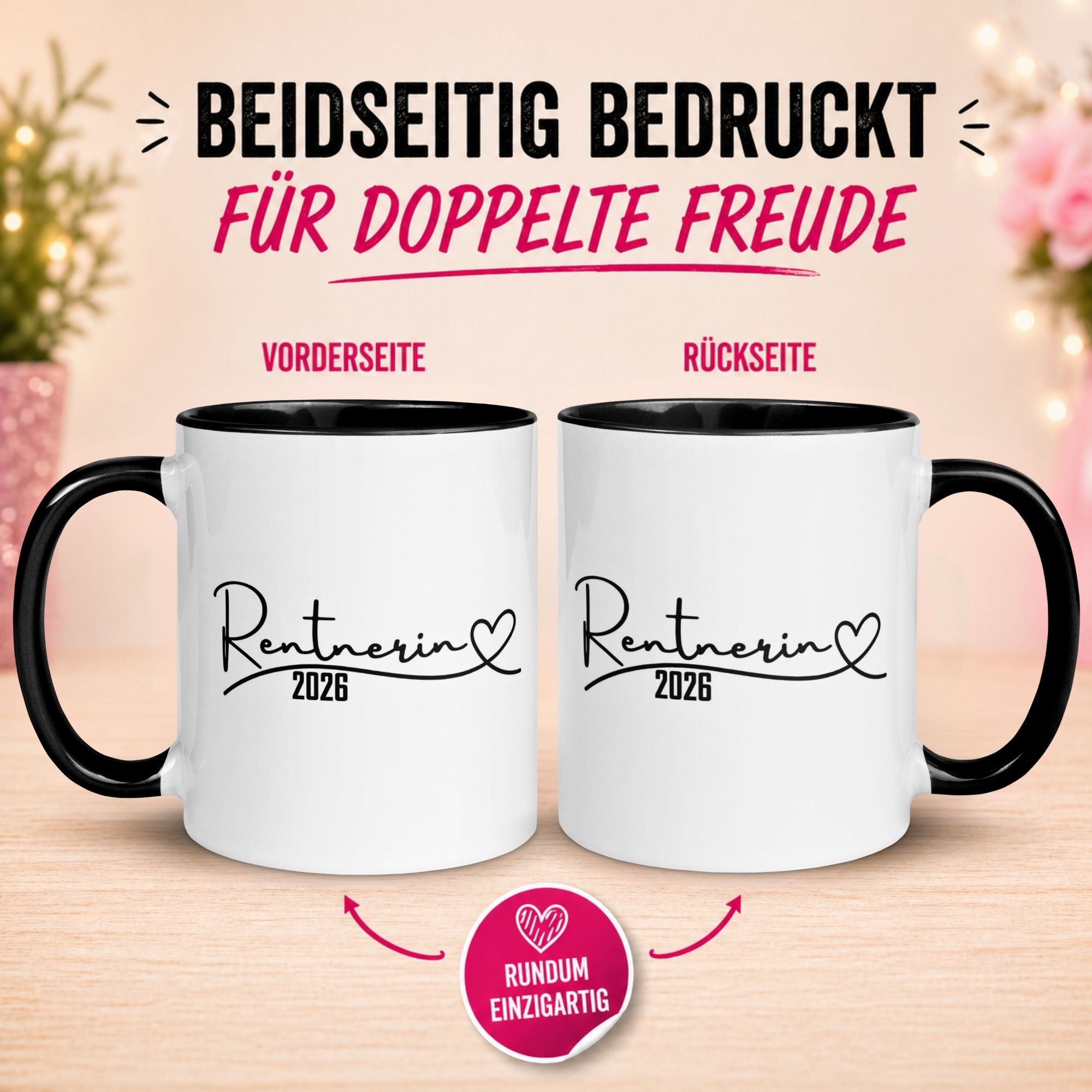 Tasse Rentnerin 2026 – „Rentnerin mit Herz“ – Geschenk Renteneintritt Frau