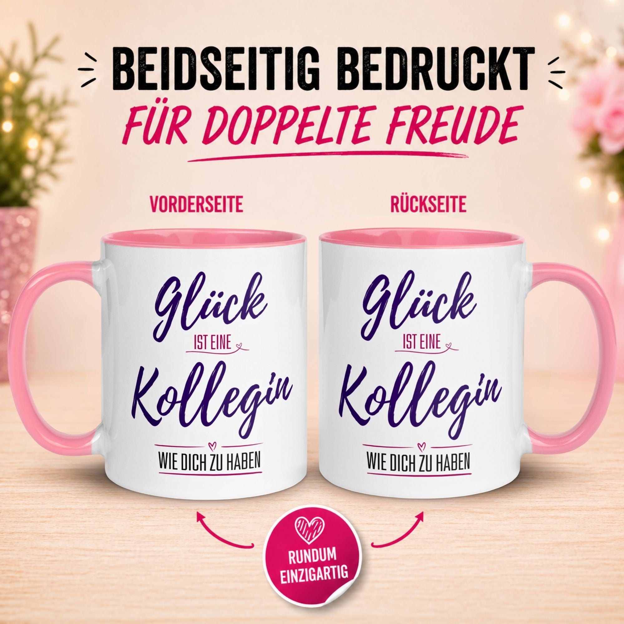 Tasse Kollegin – „Glück ist eine Kollegin wie Dich zu haben“ – Geschenk Beste Arbeitskollegin