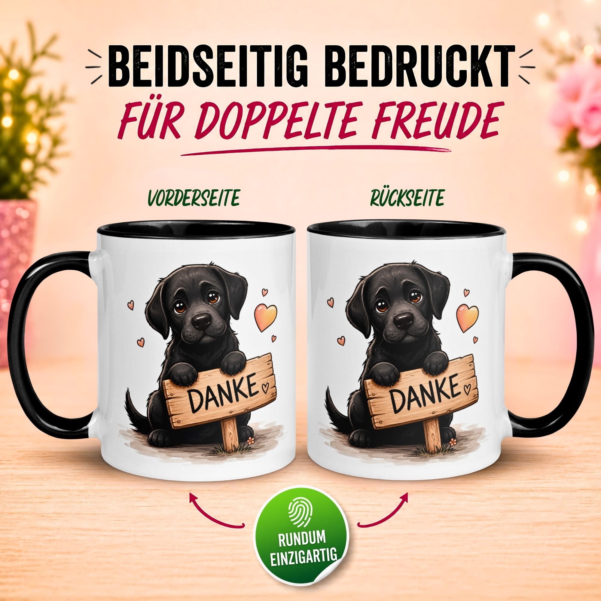 Tasse Danke – „Danke mit Herz und Pfote“ – Dankeschön Geschenke Becher
