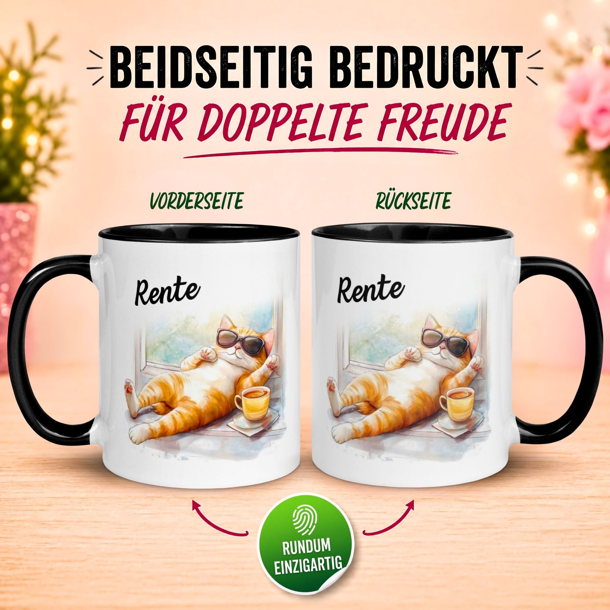 Tasse Rente – „Katze - Ab jetzt gibt’s nur noch Samstage“ – Becher zum Rentenbeginn