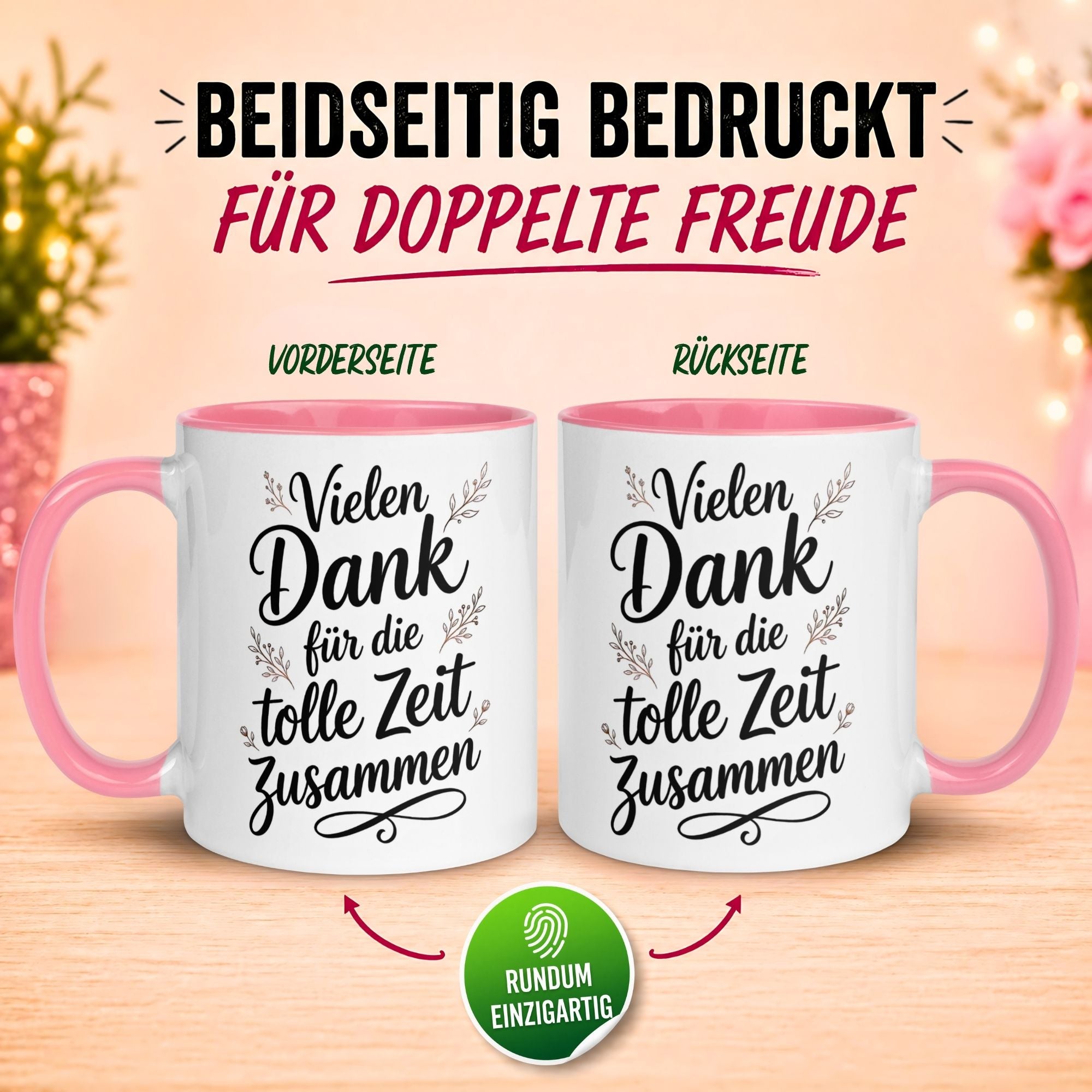 Tasse Abschied – „Vielen Dank für die tolle Zeit“ – Abschiedsgeschenk Kollegin