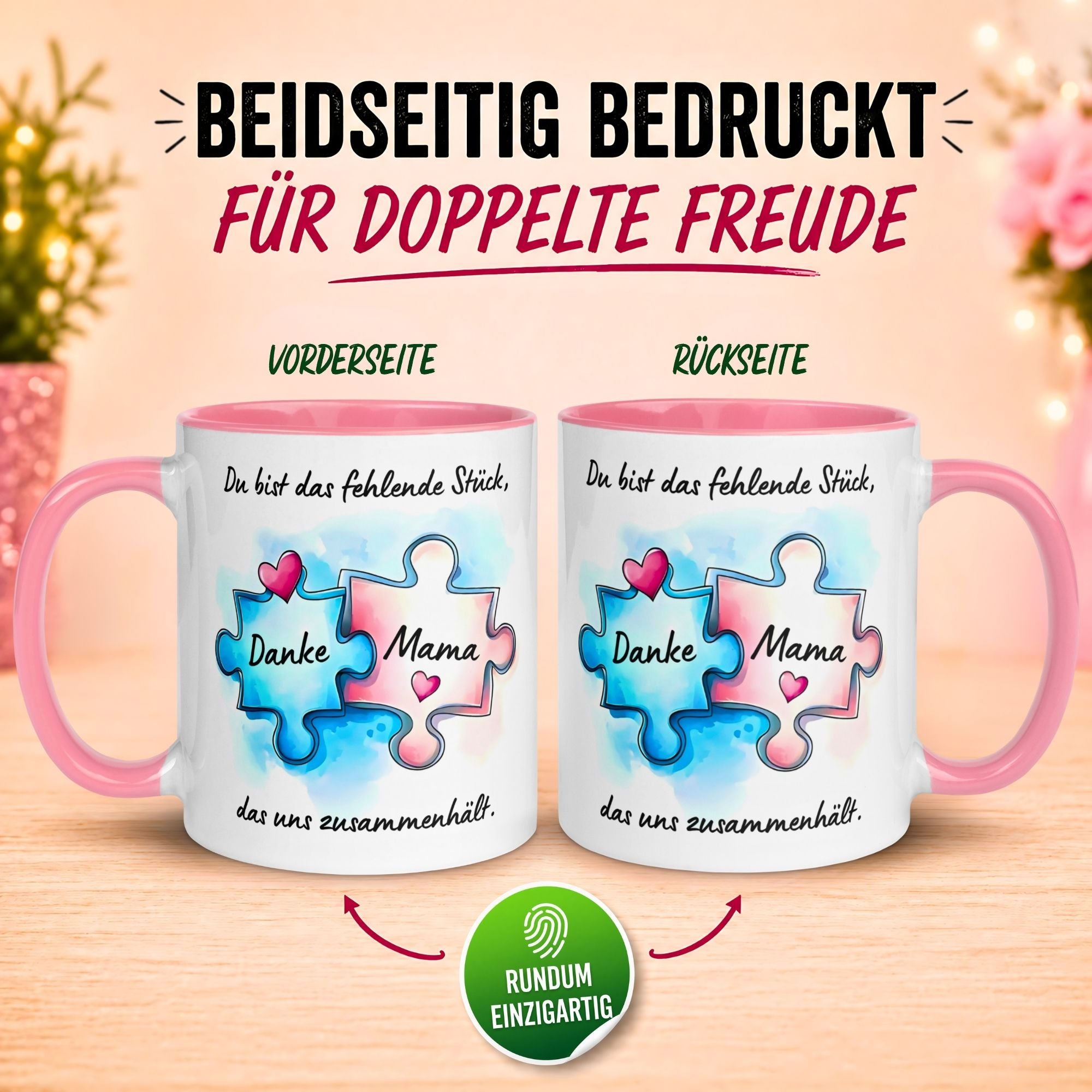 Tasse Mama – „Du hältst uns zusammen“ – Beste Mama Geschenk Becher Geburtstag