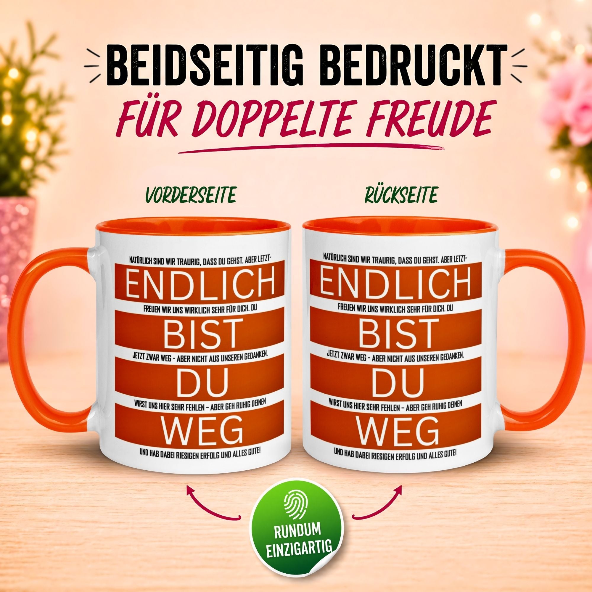 Tasse Abschied – „Endlich bist du weg“ – Kollegen Geschenk zum Abschied