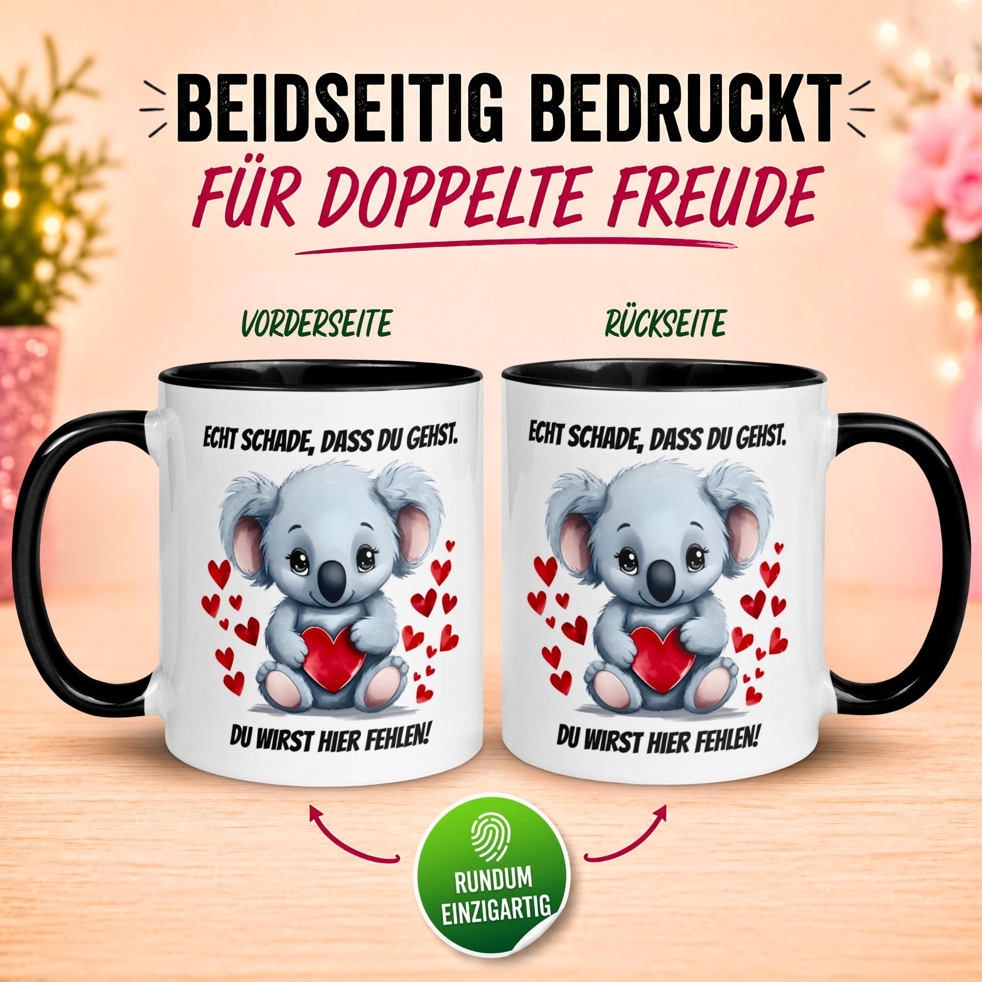 Tasse Abschied – „Echt schade dass du gehst“ – Abschiedsgeschenk Kollegin