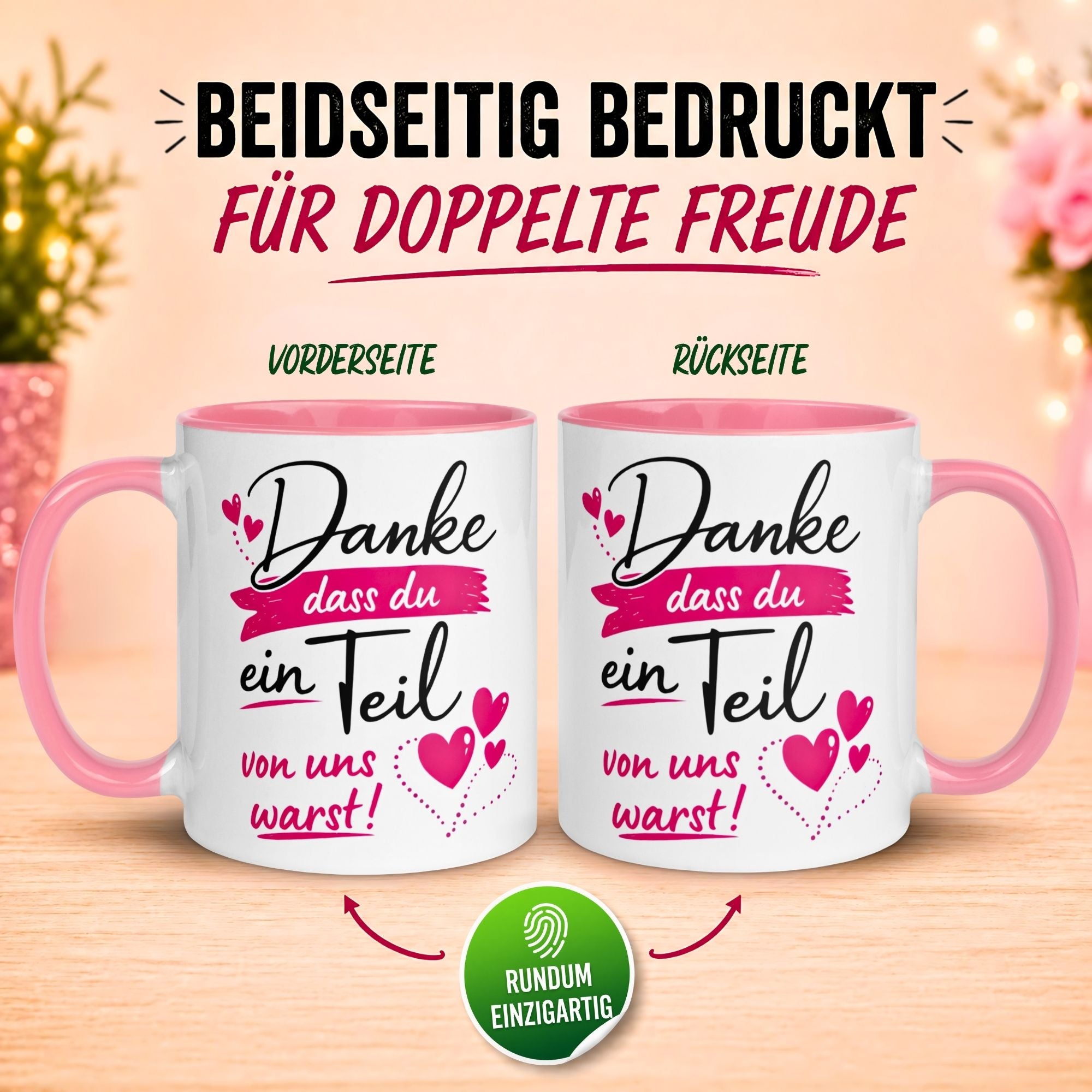 Tasse Abschied – „Ein Teil von uns warst“ – Abschiedsgeschenk für Kollegin
