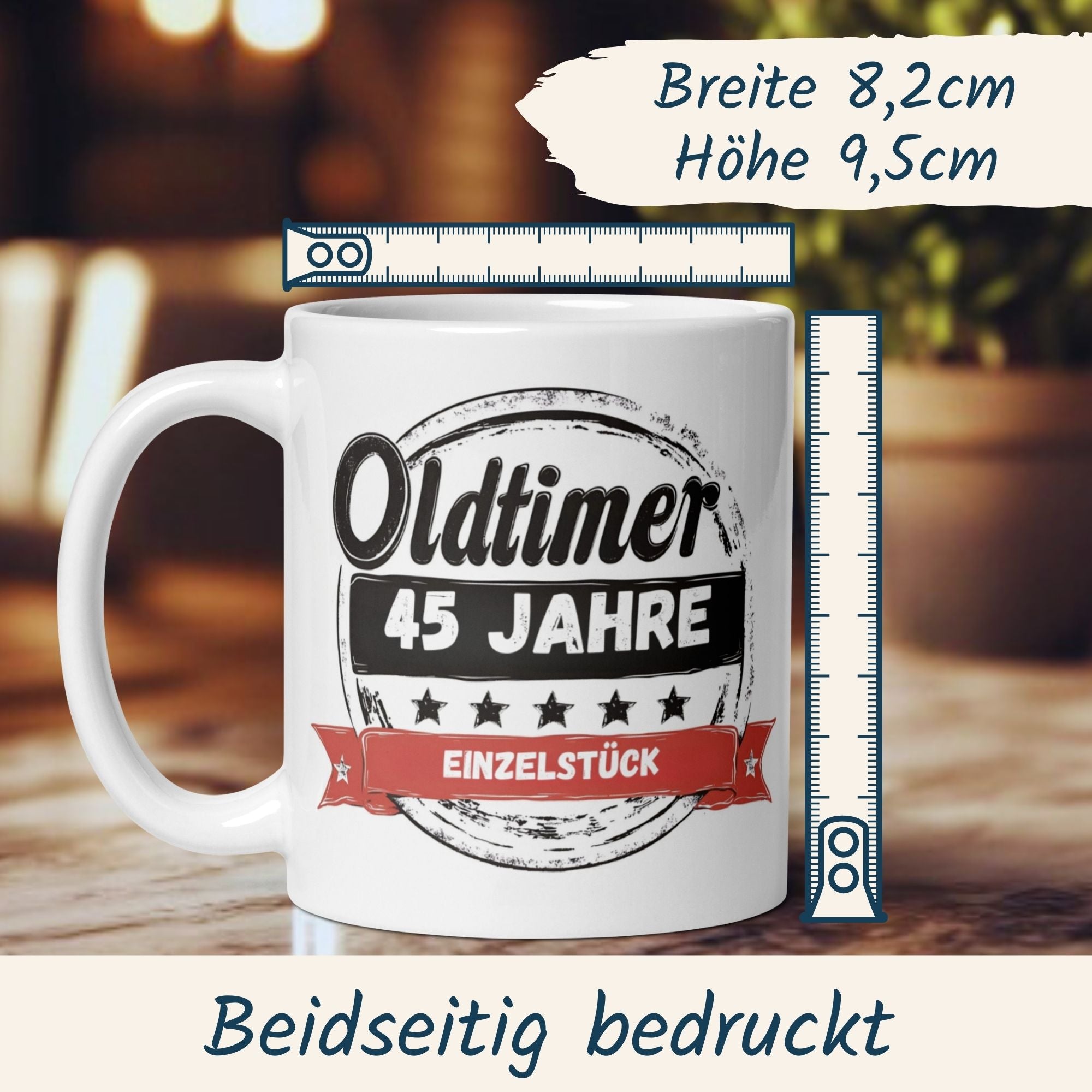 Momentals® Tasse 45. Geburtstag | Vintage & Spruch | Oldtimer 45 Jahre - Einzelstück • Momentals