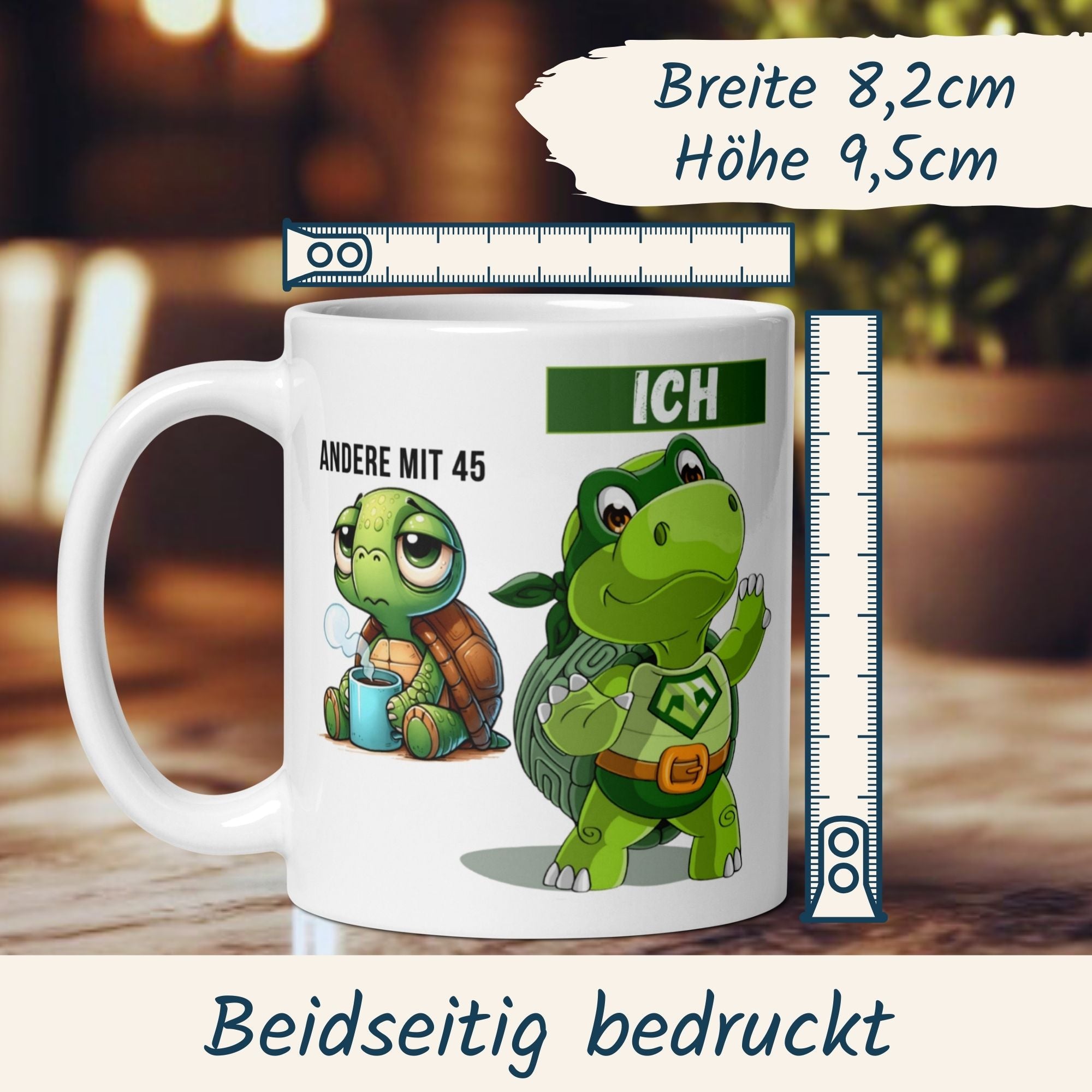 Momentals® Tasse 45. Geburtstag | Schildkröte & Spruch | Andere mit 45 und Ich • Momentals