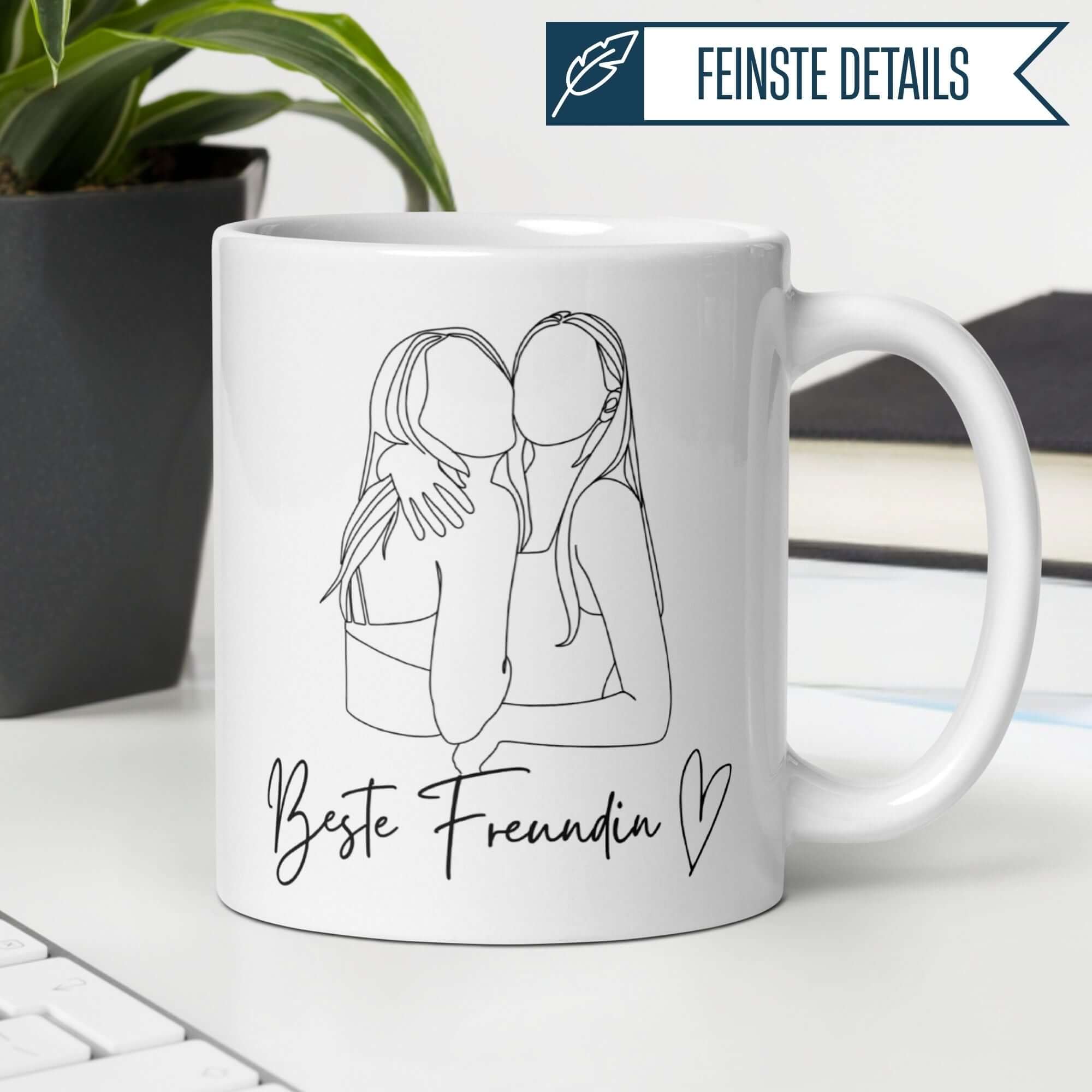Momentals® Tasse | Freundschaft & Line-Art | Beste Freundin Umarmung • Momentals
