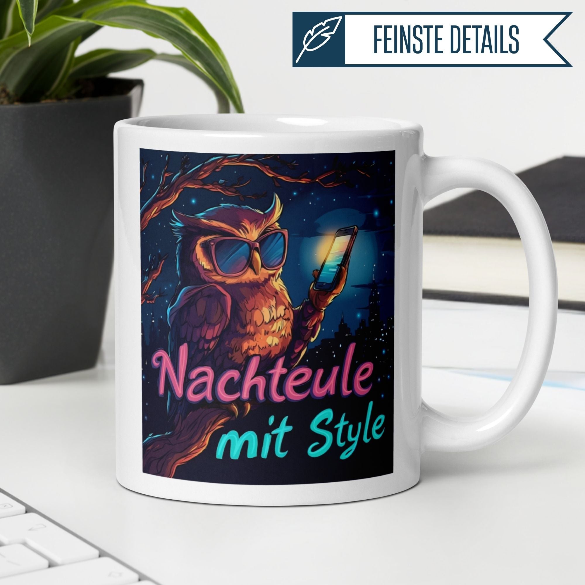 Momentals® Tasse | Eule & Sonnenbrille | Nachteule mit Style